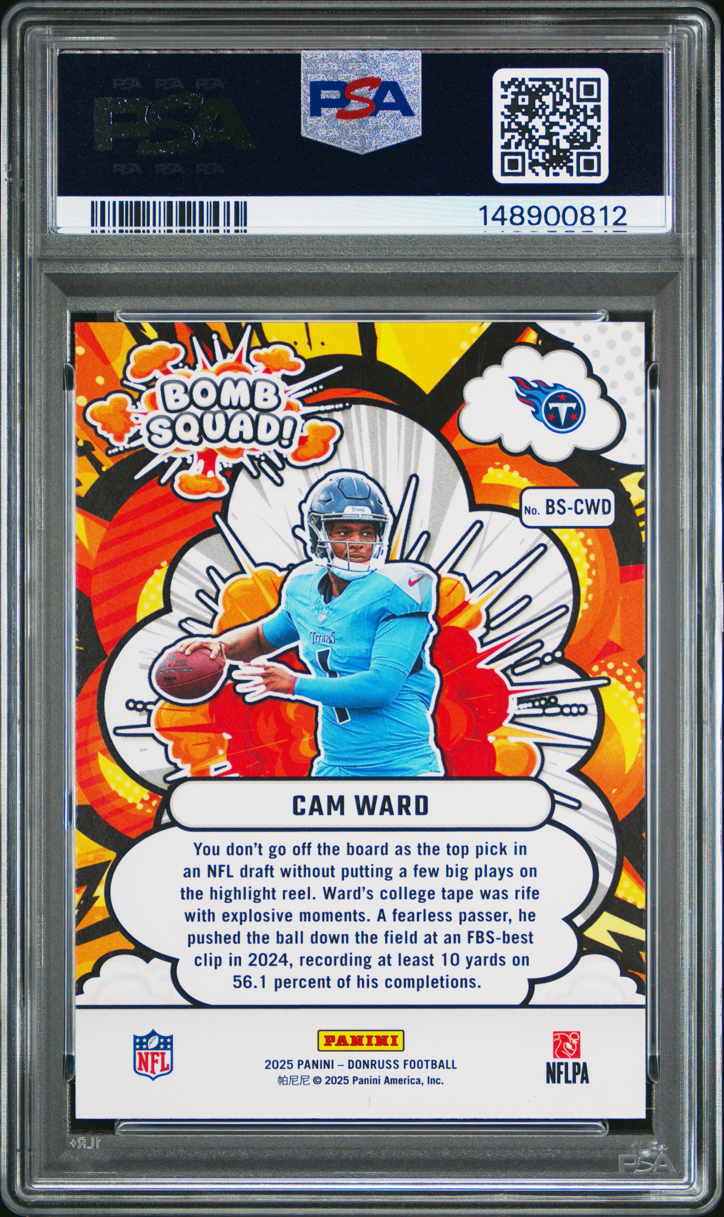 2025 Panini Donruss Bomb Squad #BS-CWD Cam Ward PSA 10