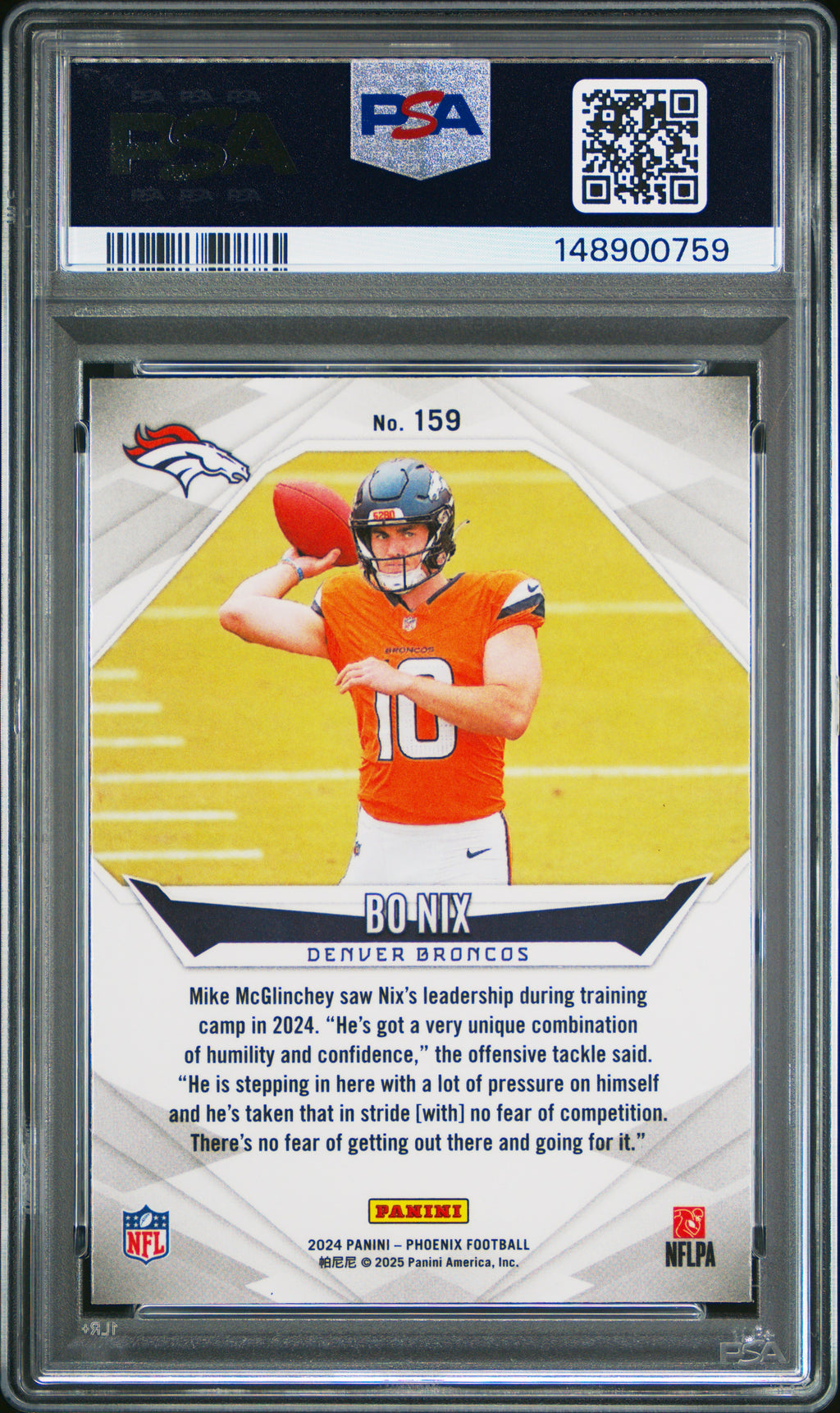 2024 Panini Phoenix #159 Bo Nix Lazer PSA 10