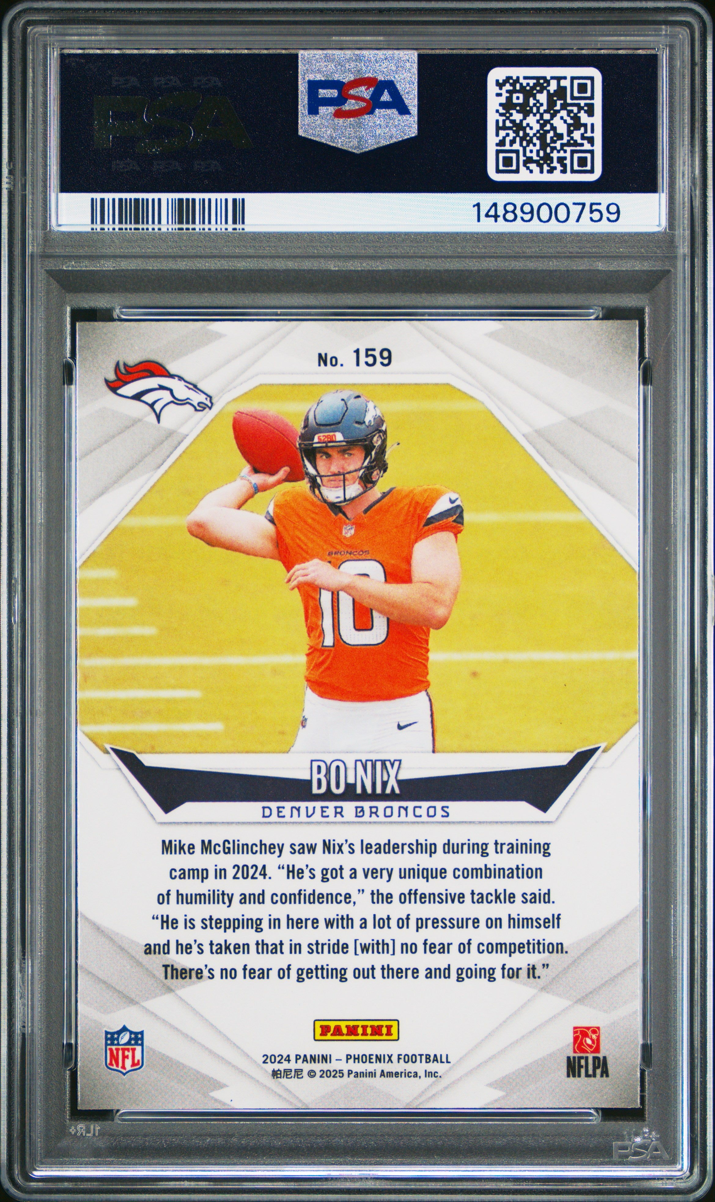 2024 Panini Phoenix #159 Bo Nix Lazer PSA 10