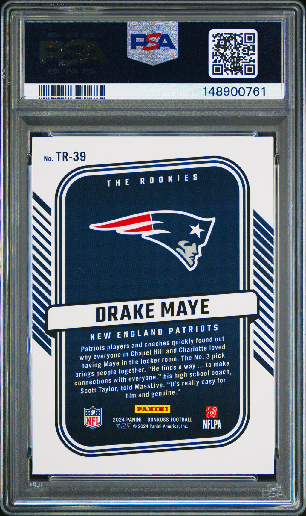 2024 Panini Donruss The Rookies #TR39 Drake Maye PSA 10