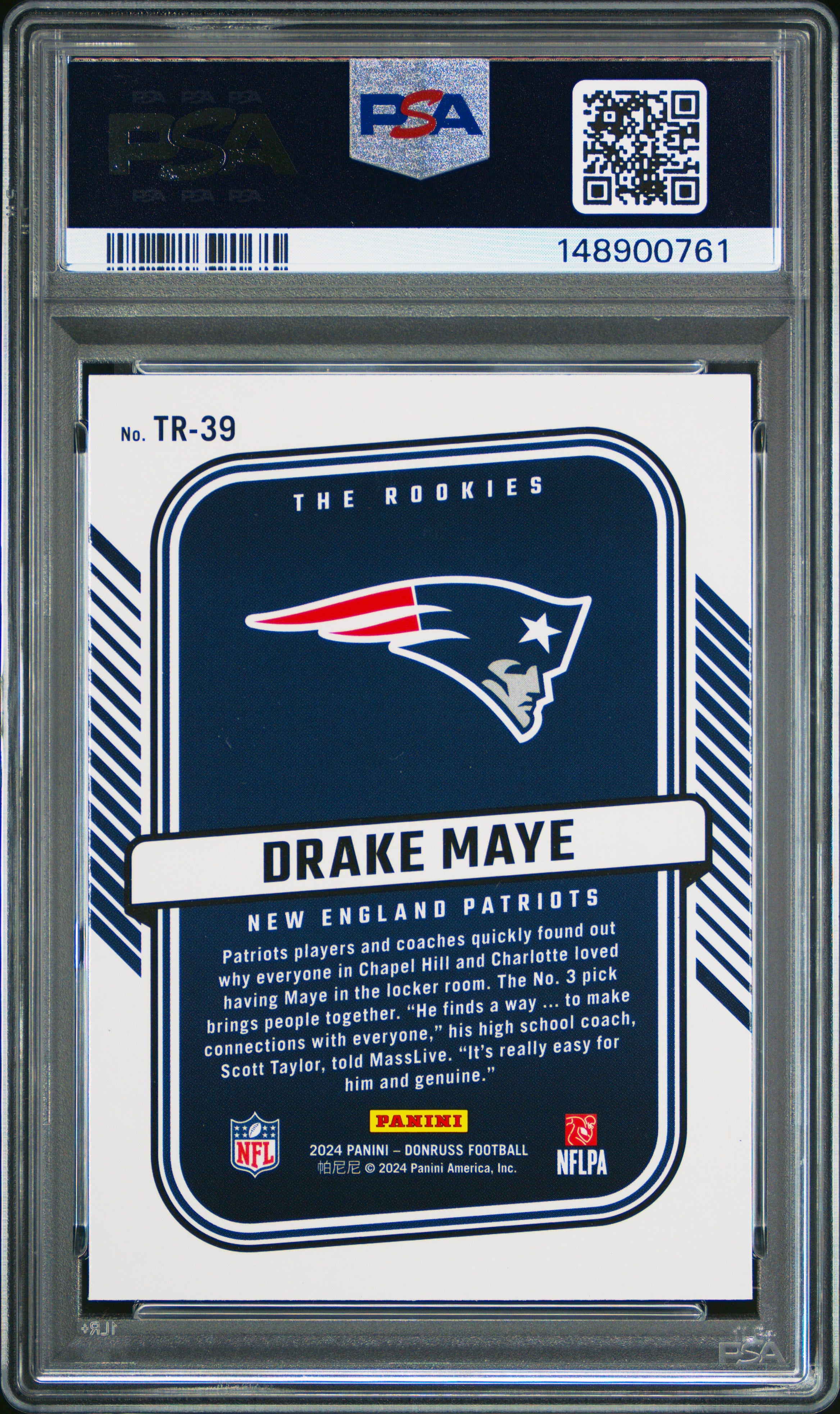 2024 Panini Donruss The Rookies #TR39 Drake Maye PSA 10
