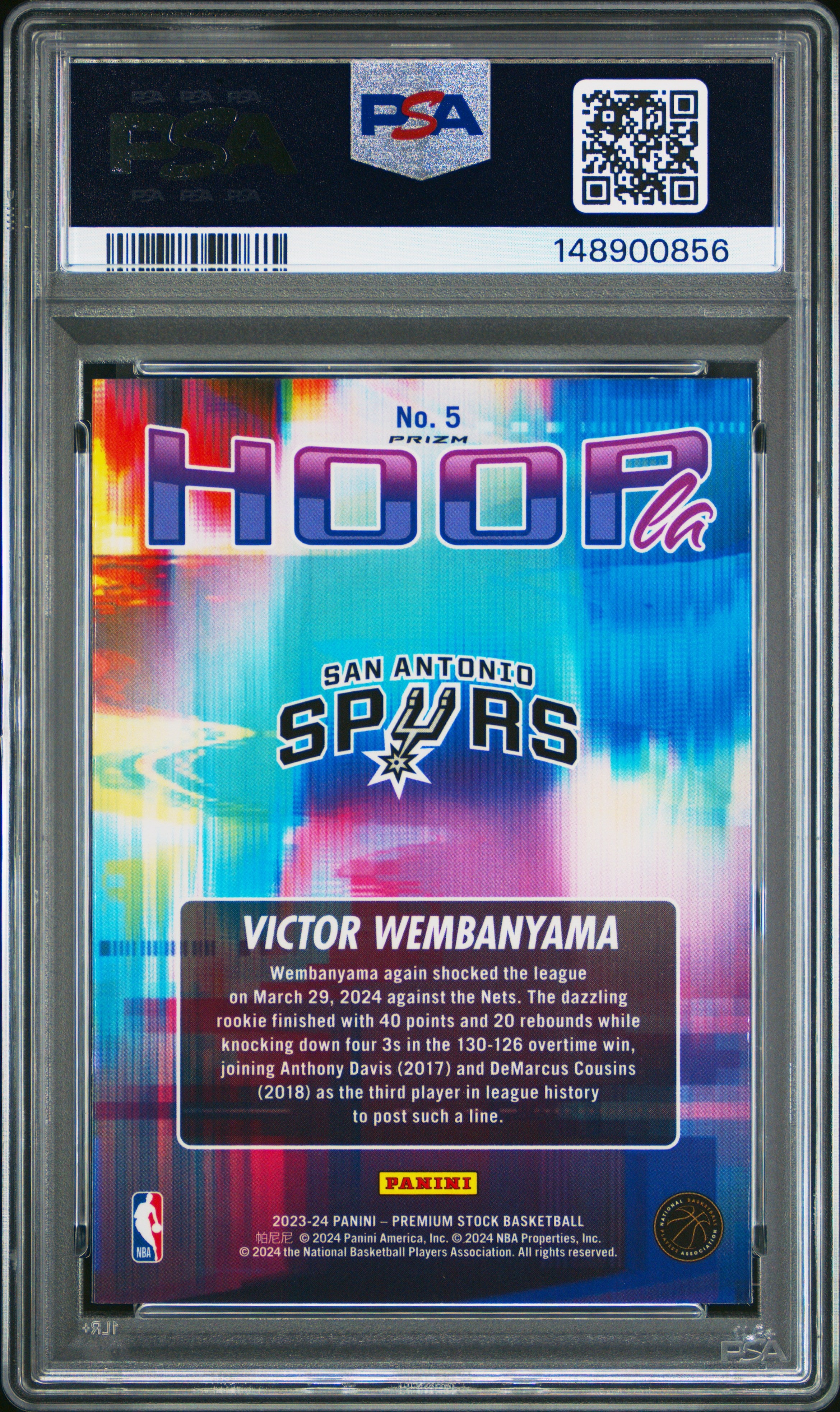 2023 Panini Hoops #5 Victor Wembanyama Hoopla-Silver Prizm PSA 9