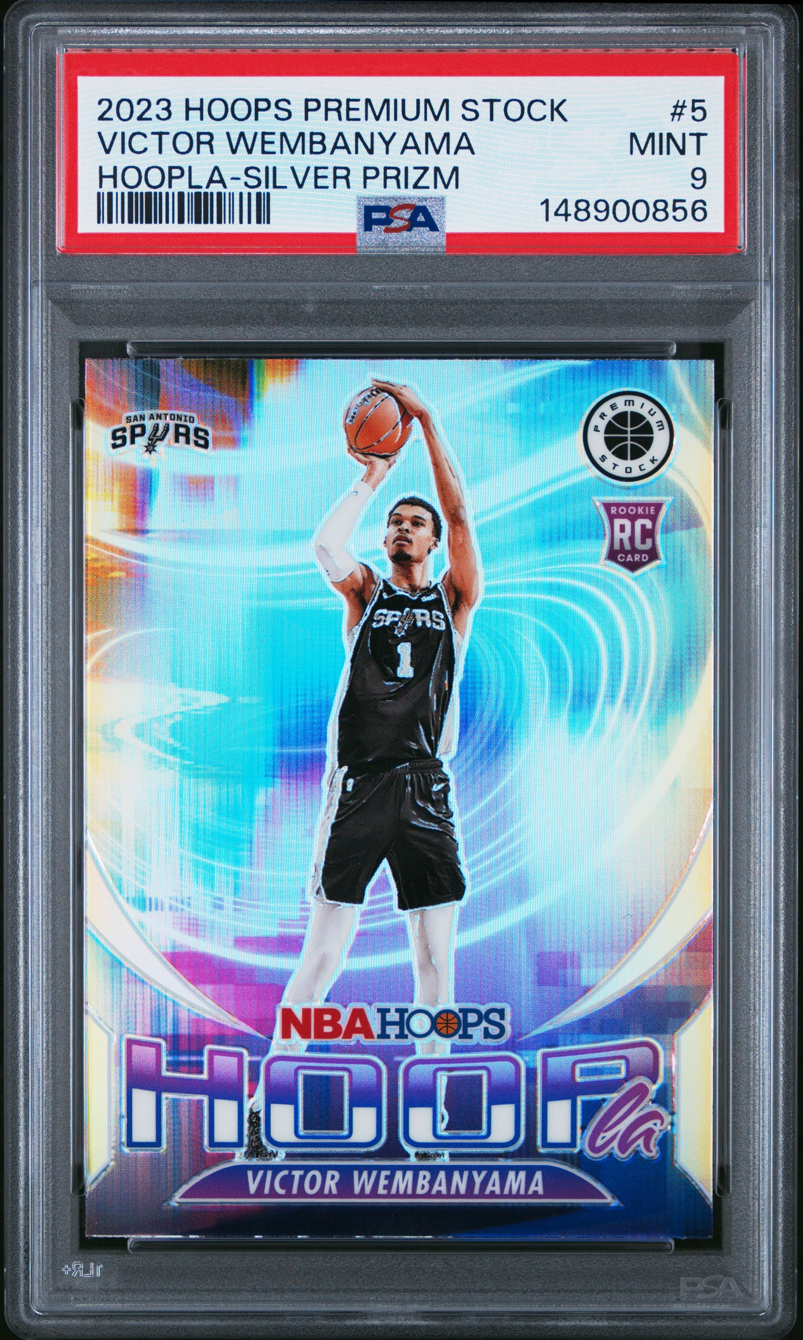 2023 Panini Hoops #5 Victor Wembanyama Hoopla-Silver Prizm PSA 9