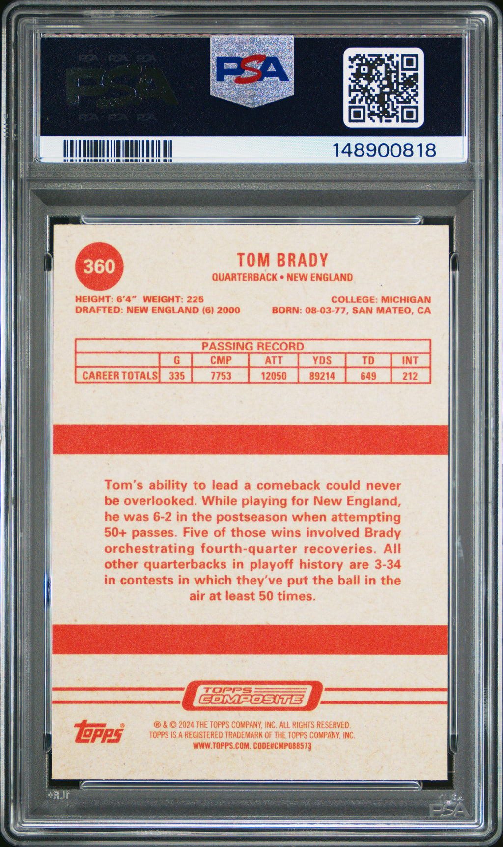 2023 Topps Composite #360 Tom Brady PSA 9