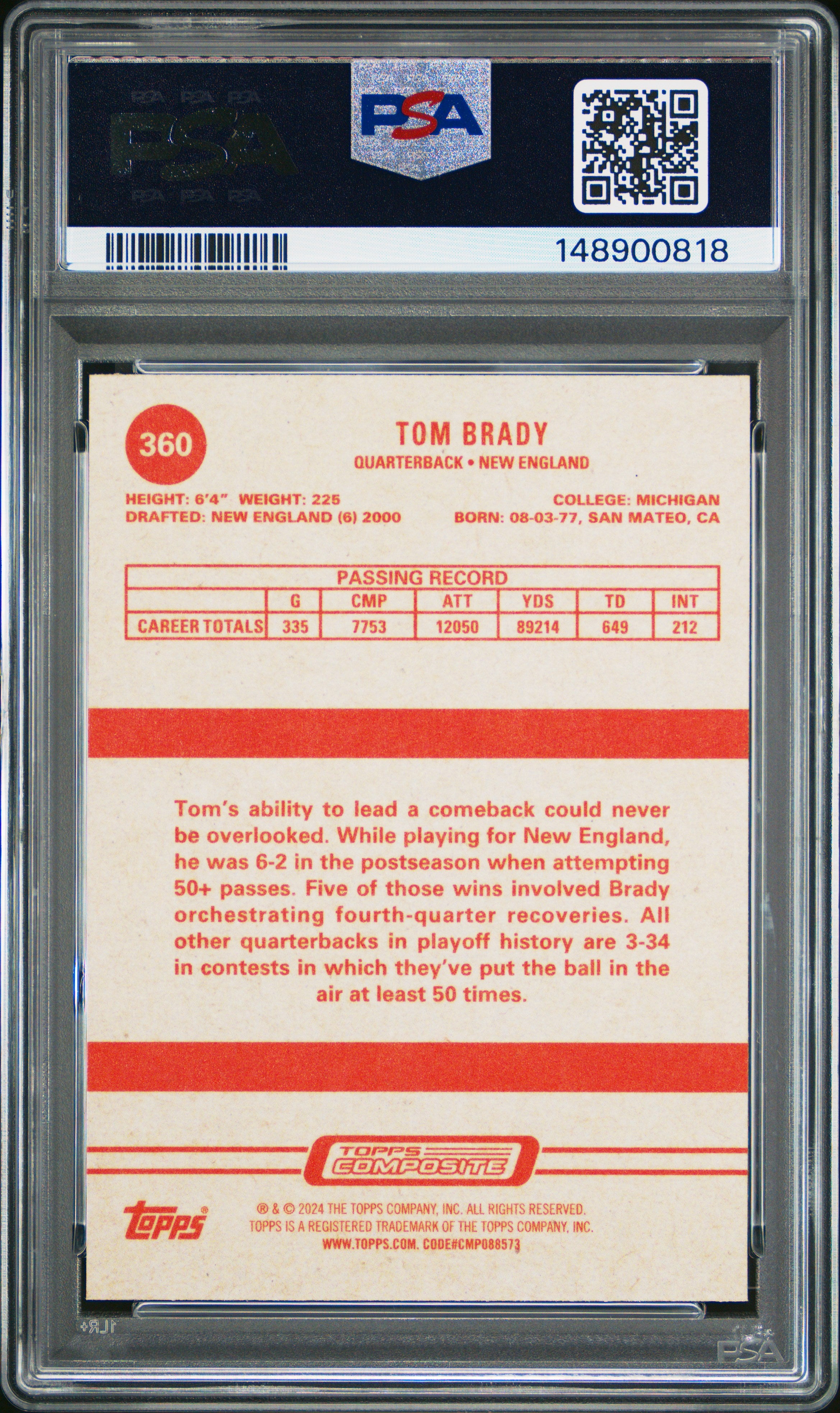 2023 Topps Composite #360 Tom Brady PSA 9