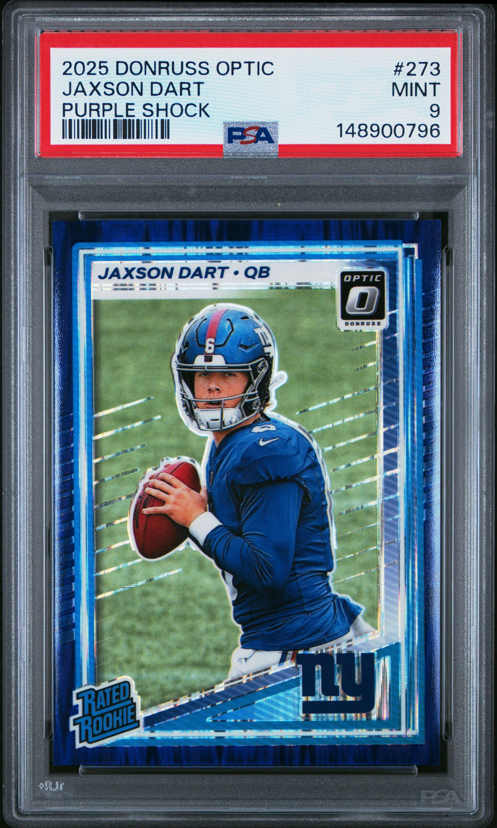 2025 Panini Donruss Optic #273 Jaxson Dart Purple Shock PSA 9