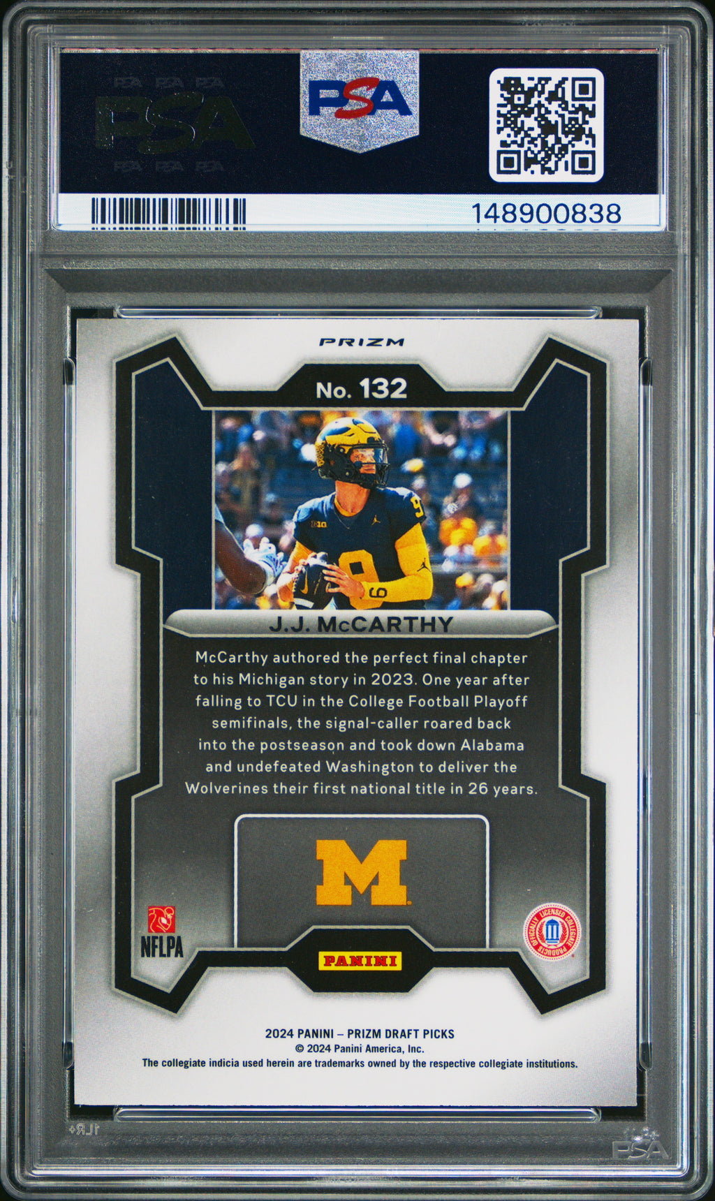 2024 Panini Prizm Draft Picks #132 Jj Mccarthy Silver Prizm PSA 9