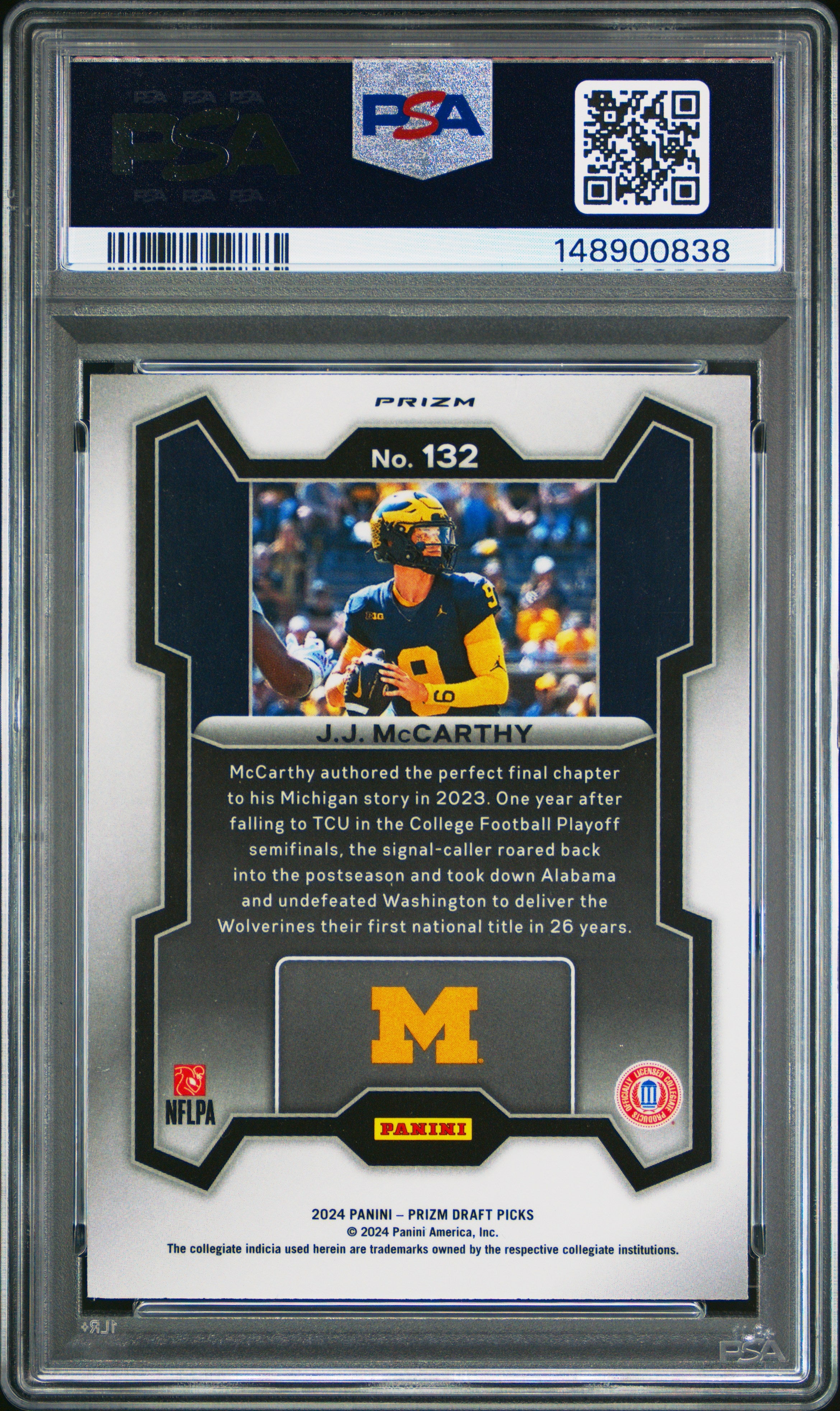 2024 Panini Prizm Draft Picks #132 Jj Mccarthy Silver Prizm PSA 9