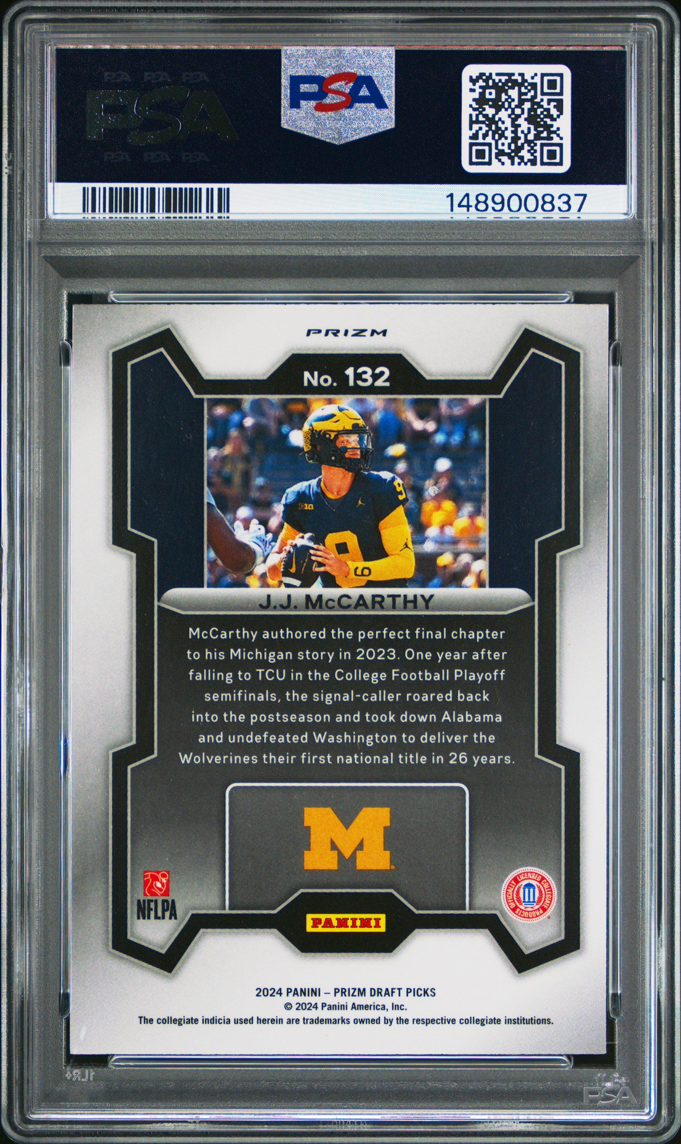 2024 Panini Prizm Draft Picks #132 Jj Mccarthy Silver Prizm PSA 8