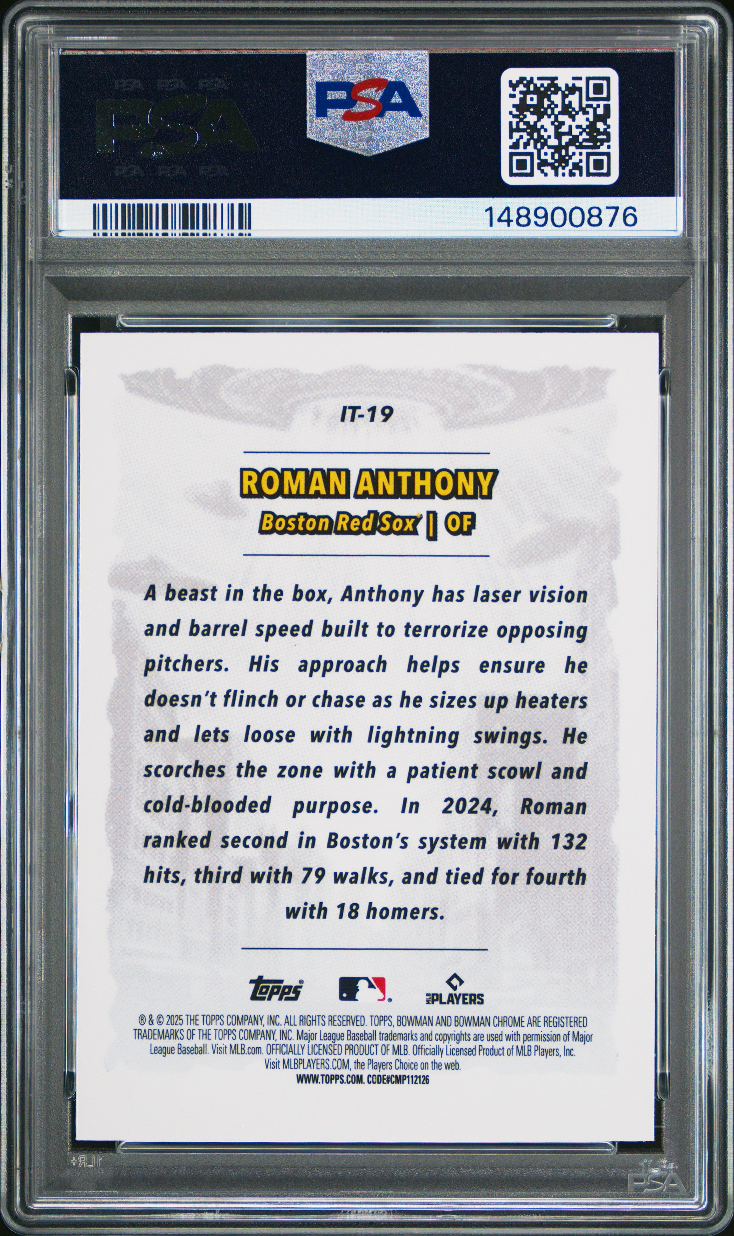 2025 Bowman Chrome It Came To The League #IT-19 Roman Anthony PSA 9