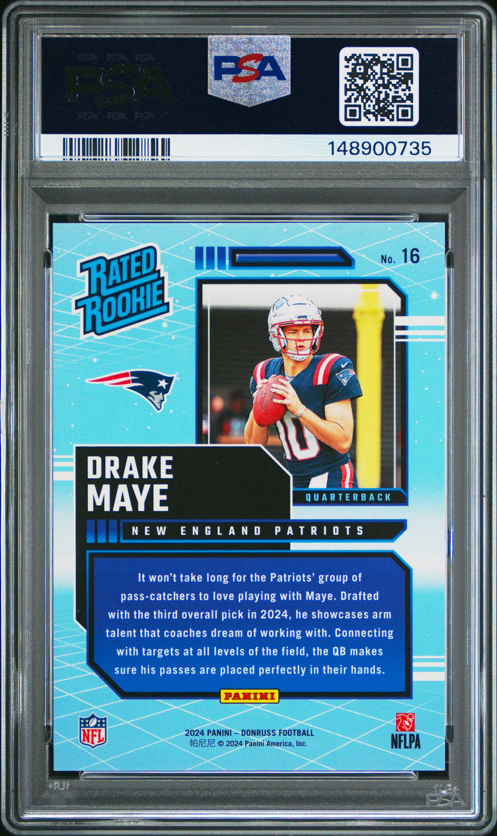2024 Panini Donruss Rated Rookies Retro #16 Drake Maye PSA 10
