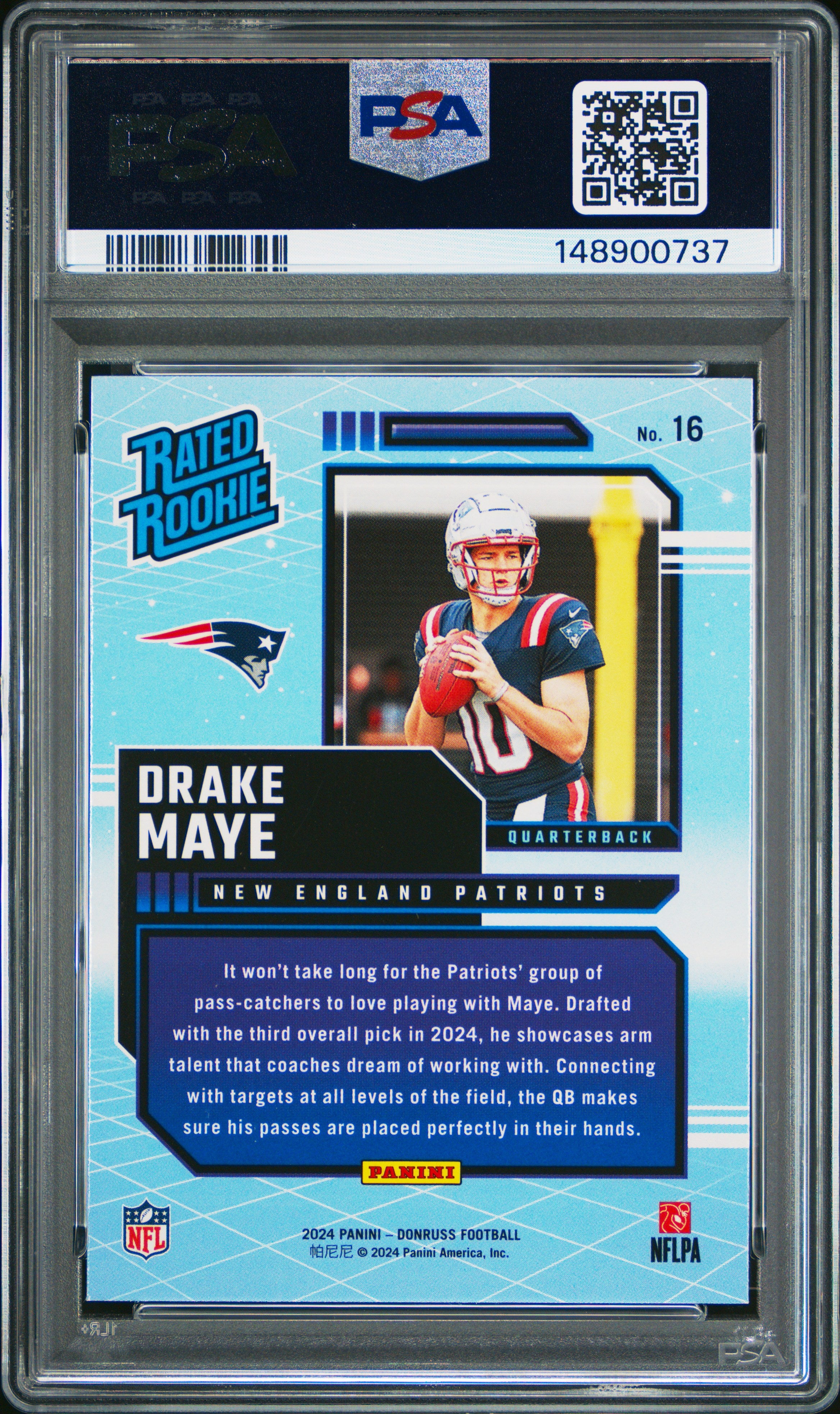 2024 Panini Donruss Rated Rookies Retro #16 Drake Maye PSA 9