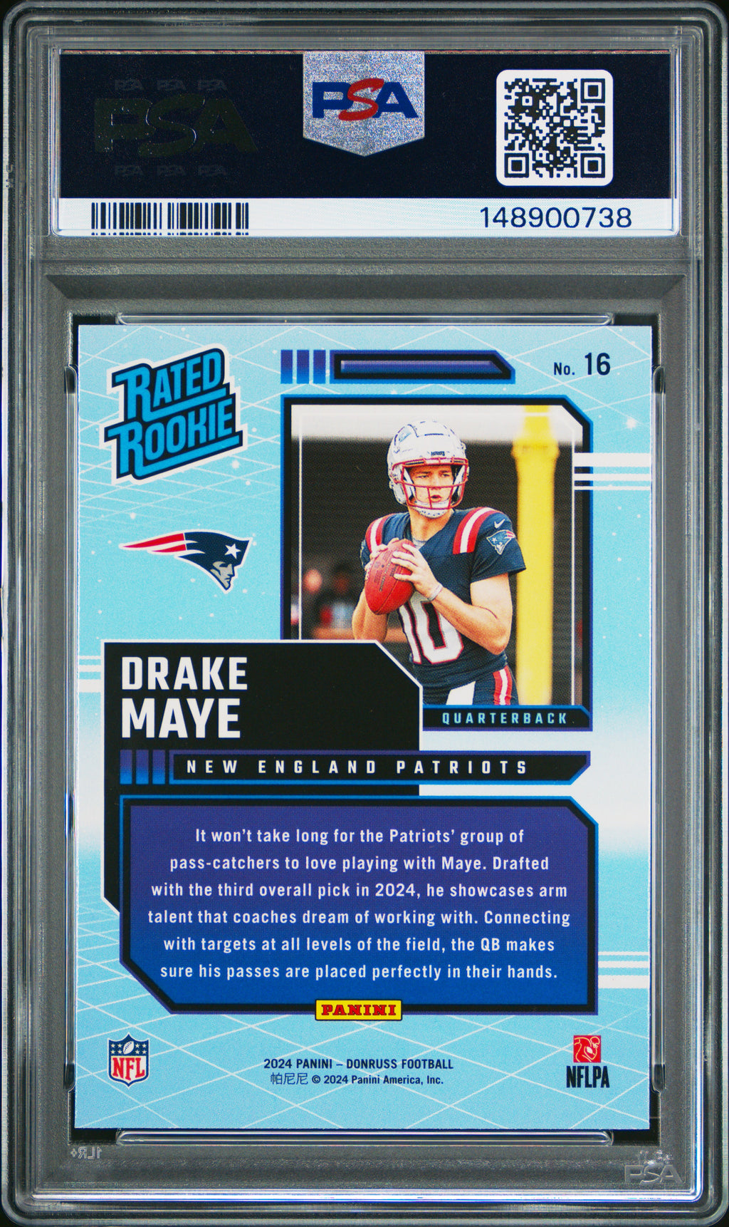 2024 Panini Donruss Rated Rookies Retro #16 Drake Maye PSA 9