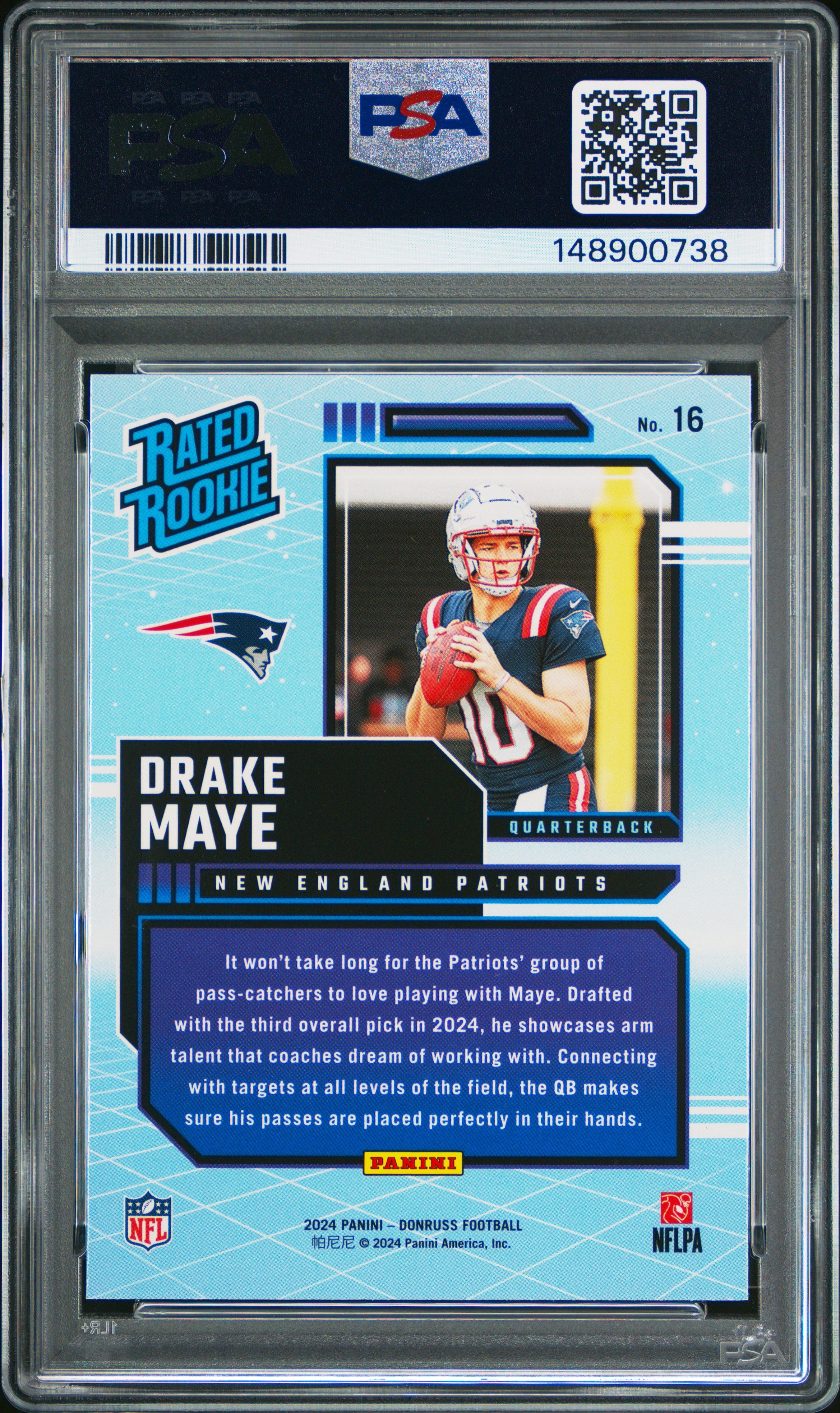 2024 Panini Donruss Rated Rookies Retro #16 Drake Maye PSA 9