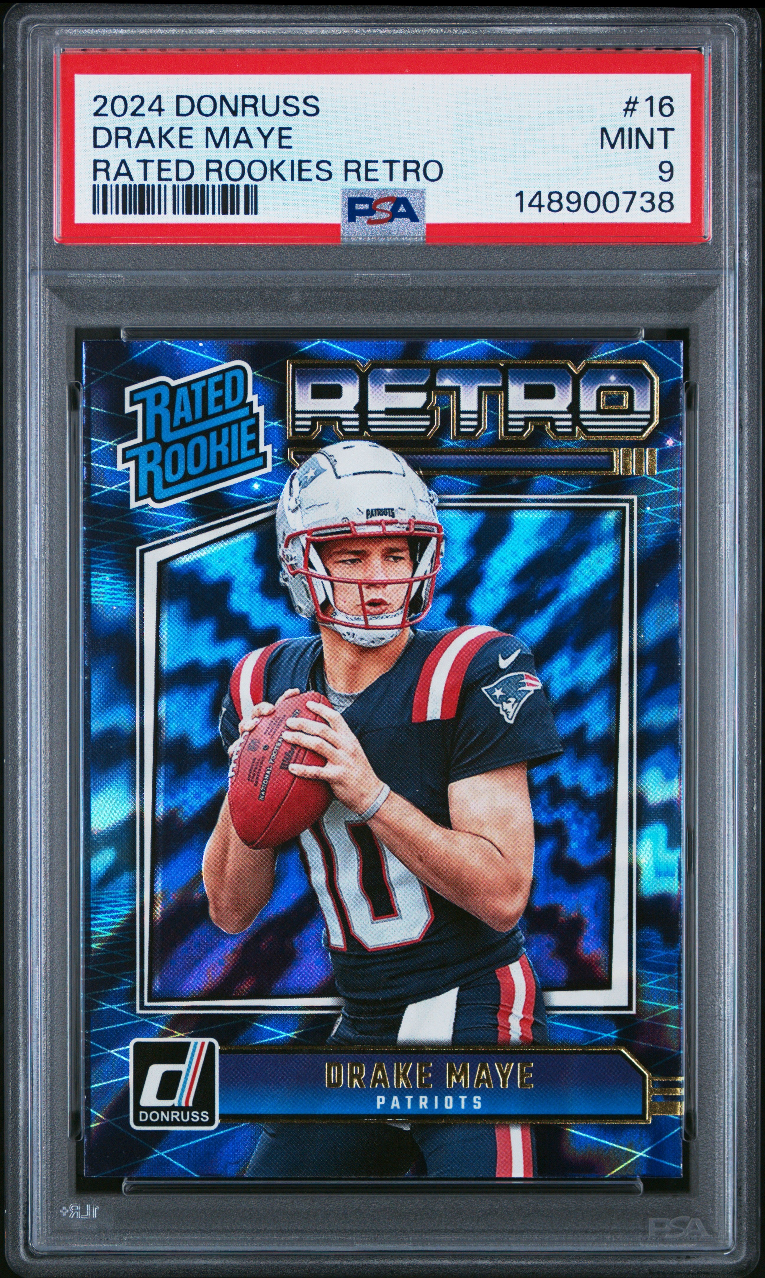2024 Panini Donruss Rated Rookies Retro #16 Drake Maye PSA 9