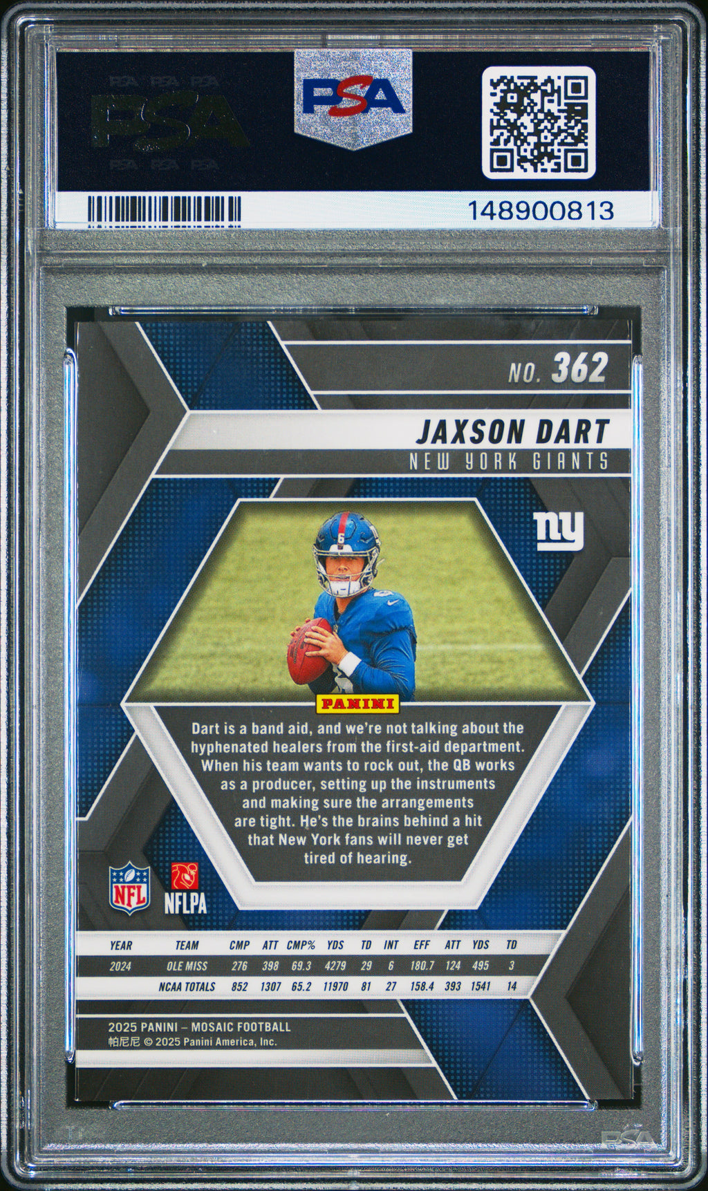 2025 Panini Mosaic #362 Jaxson Dart PSA 10