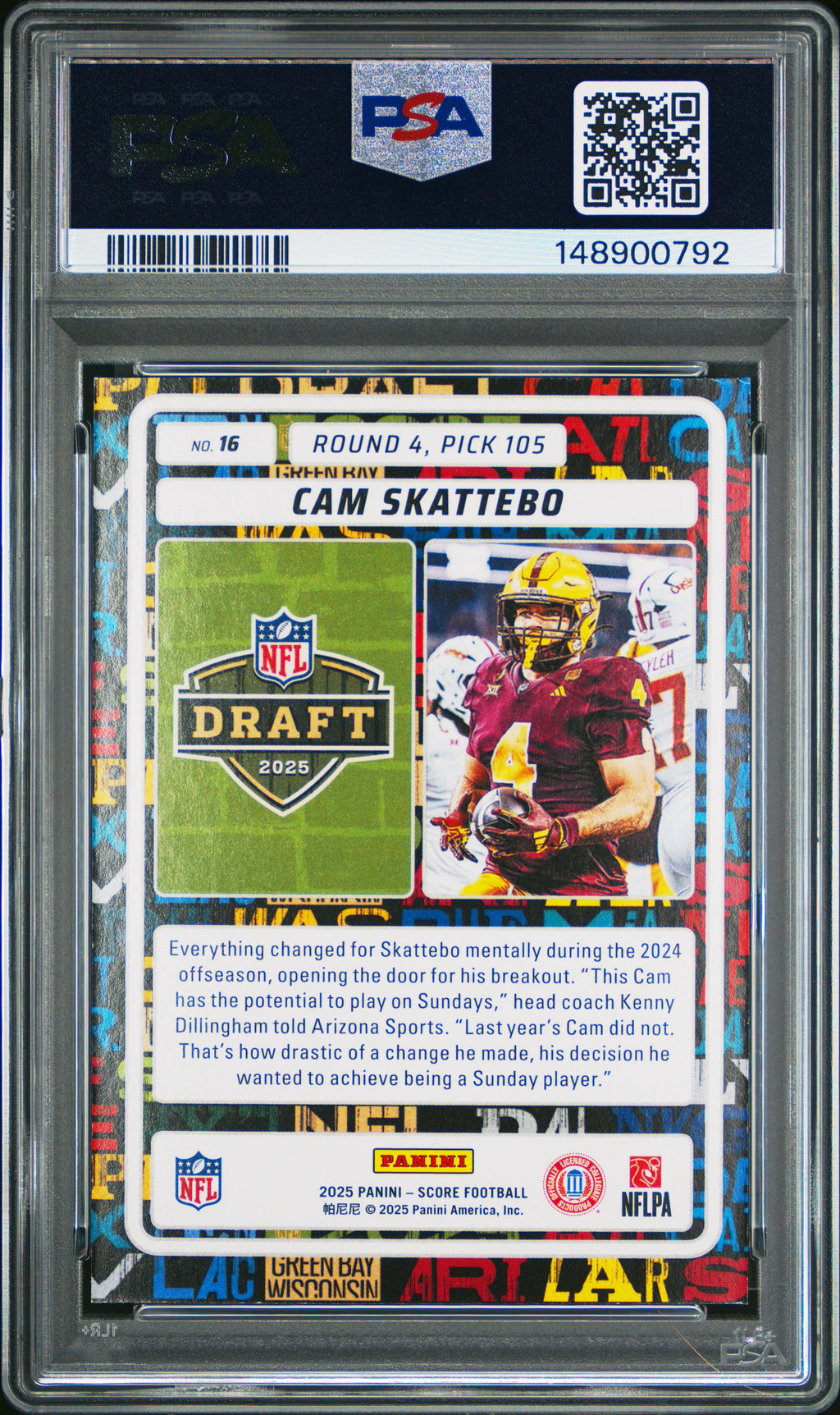 2025 Panini Score Nfl Draft #16 Cam Skattebo PSA 6