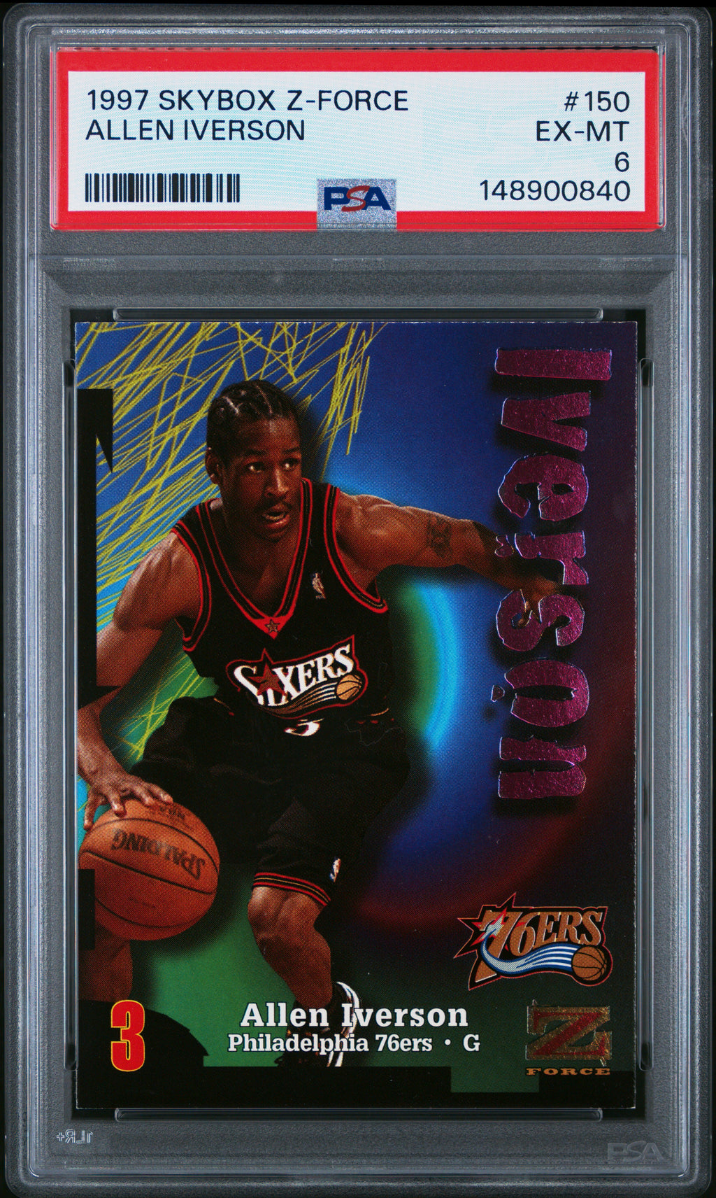 1997 Skybox Z-Force #150 Allen Iverson PSA 6