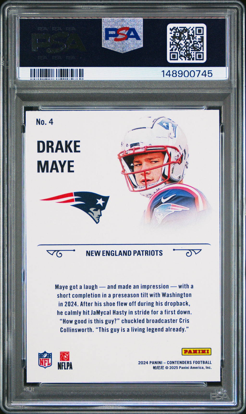 2024 Panini Contenders Rookie Stallions #4 Drake Maye PSA 8
