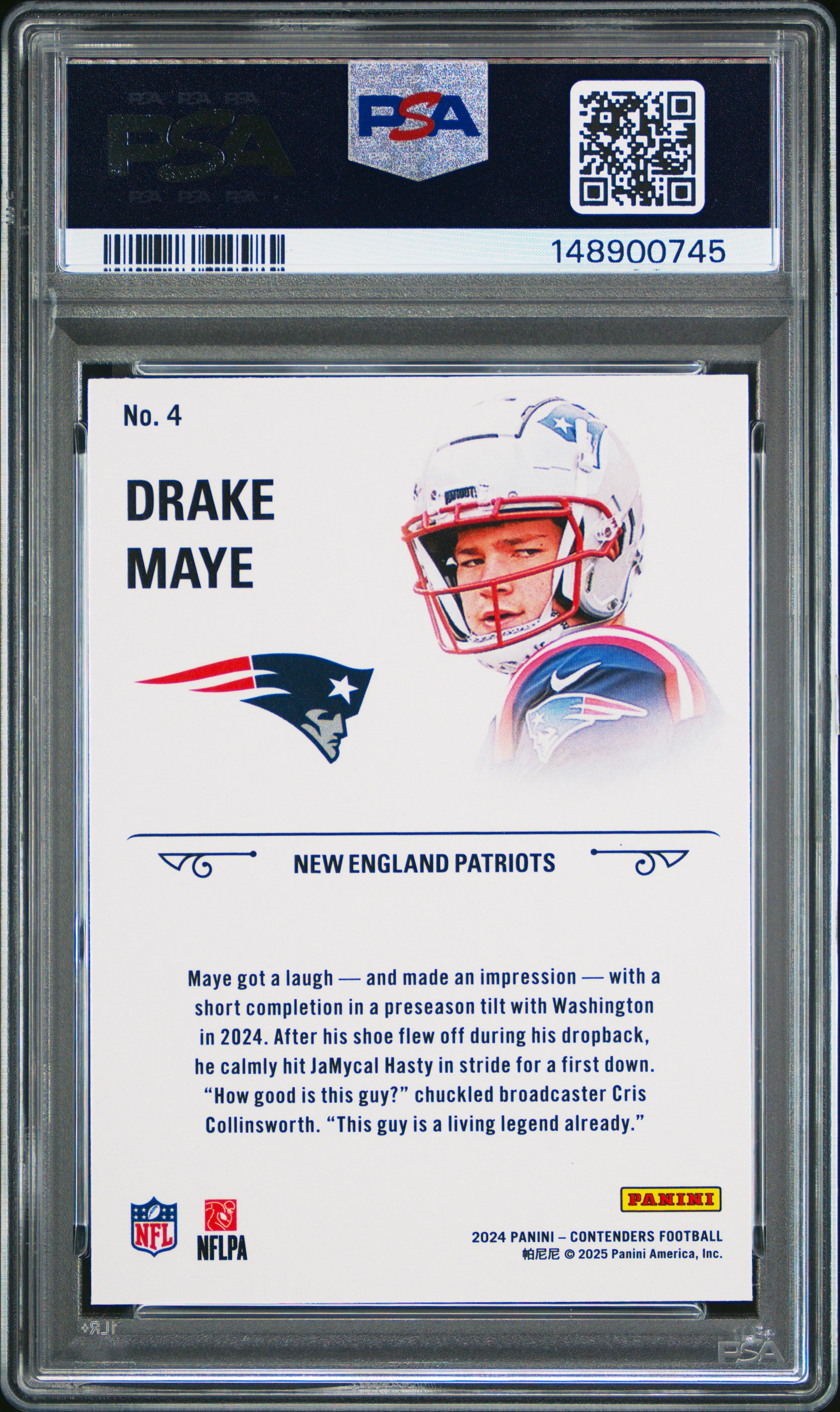 2024 Panini Contenders Rookie Stallions #4 Drake Maye PSA 8