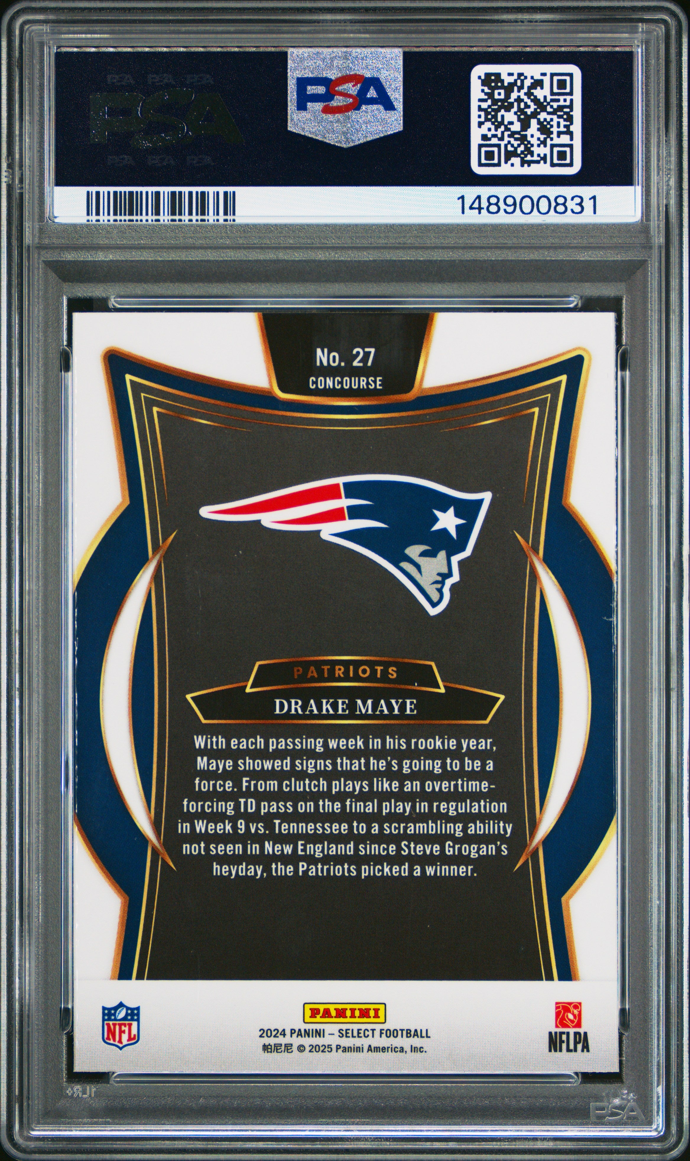 2024 Panini Select #27 Drake Maye PSA 8