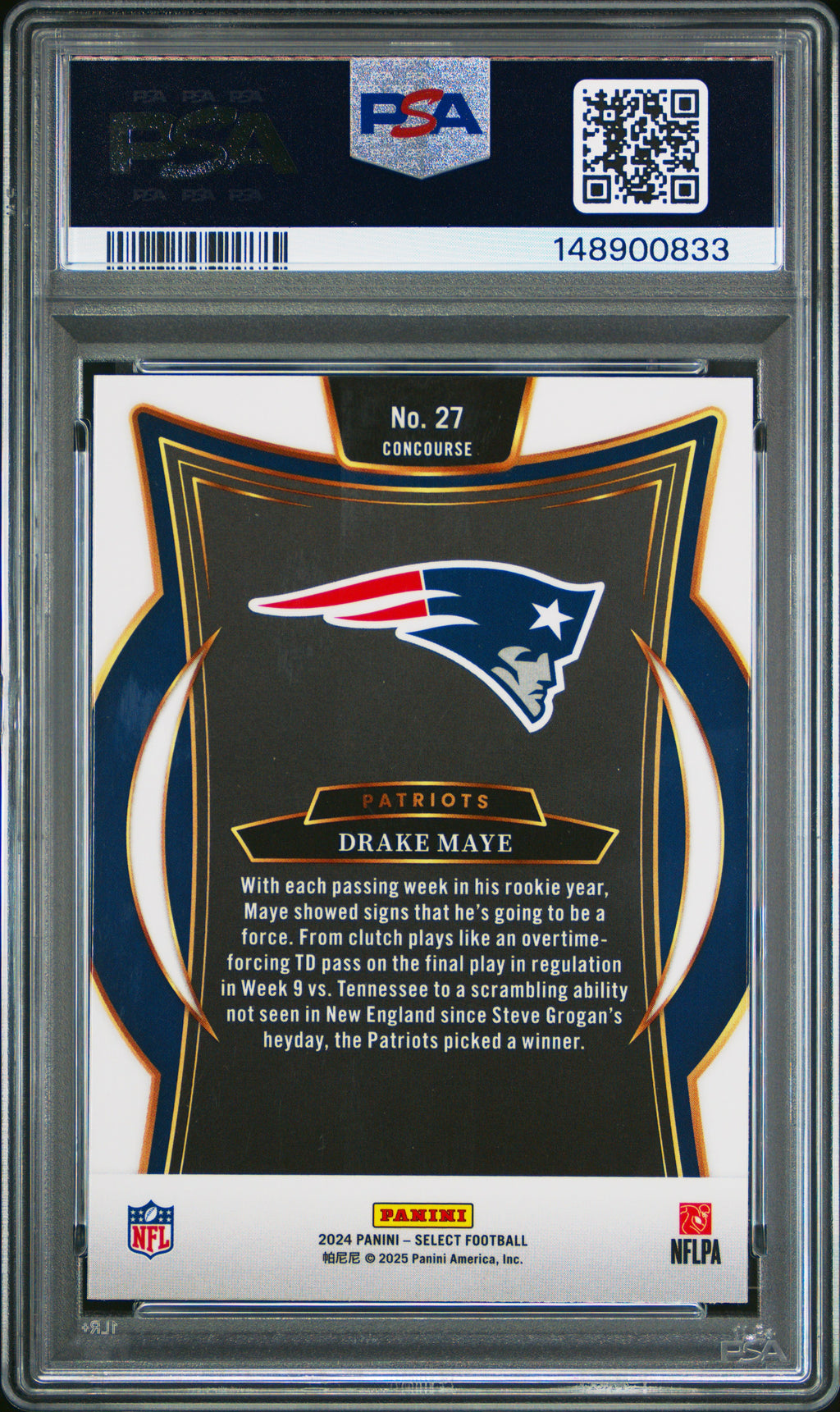 2024 Panini Select #27 Drake Maye PSA 9