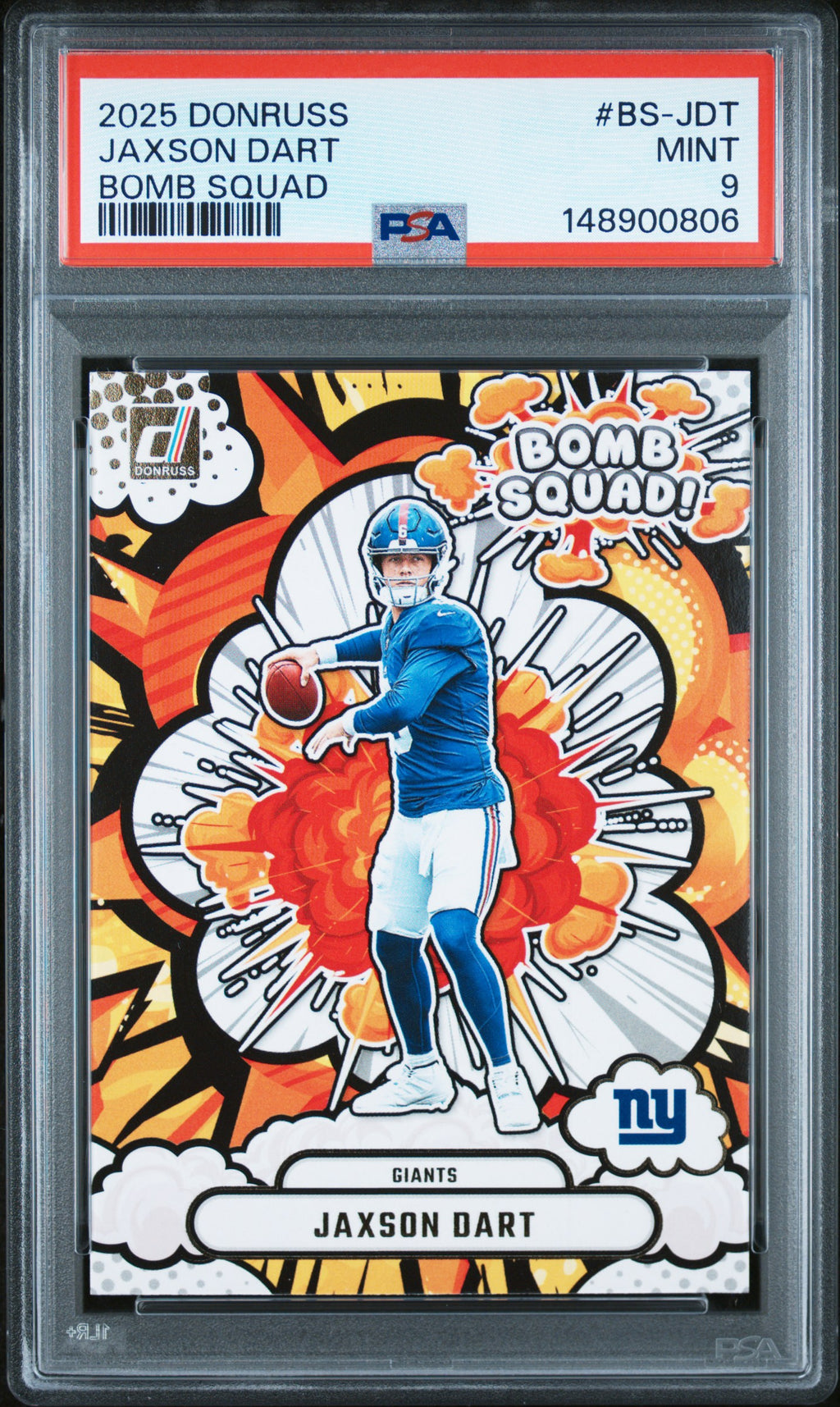 2025 Panini Donruss Bomb Squad #BS-JDT Jaxson Dart PSA 9