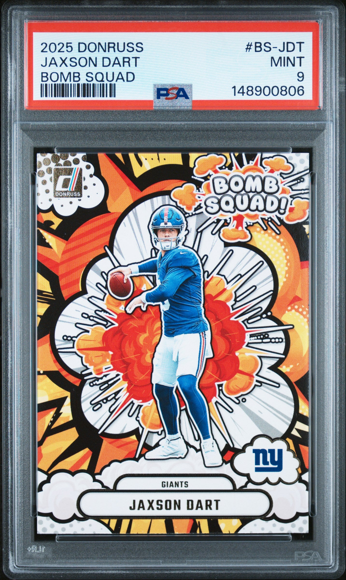 2025 Panini Donruss Bomb Squad #BS-JDT Jaxson Dart PSA 9