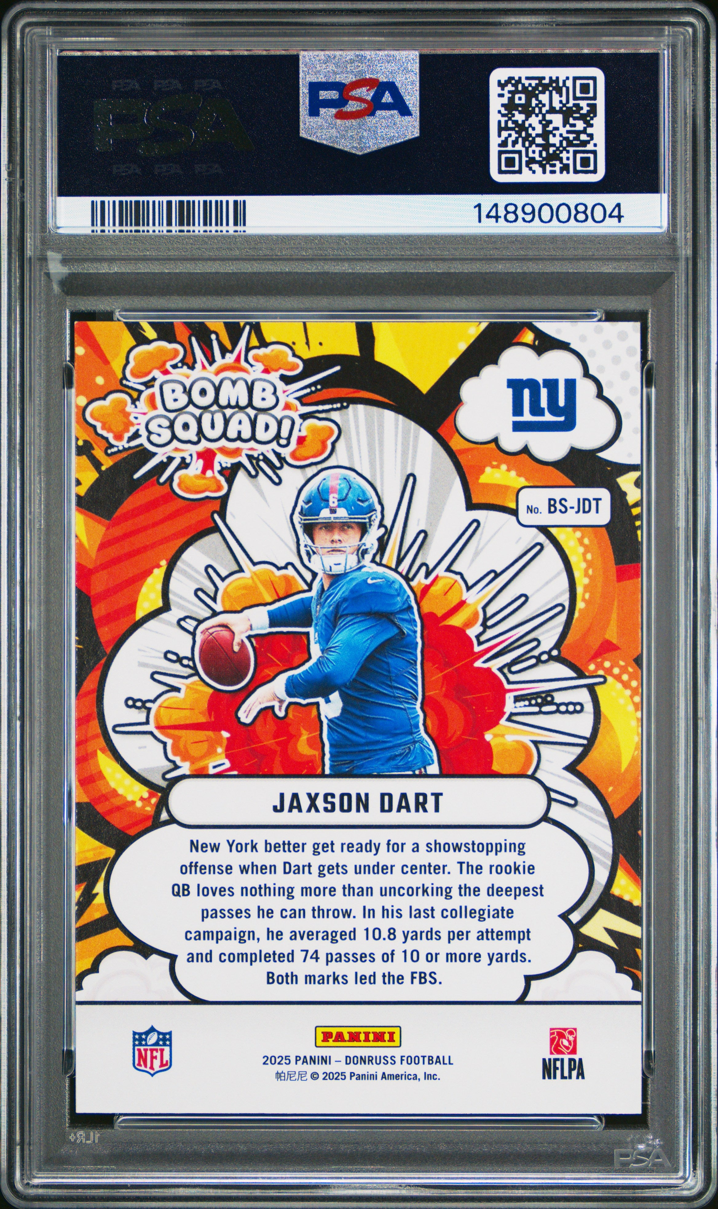 2025 Panini Donruss Bomb Squad #BS-JDT Jaxson Dart PSA 9