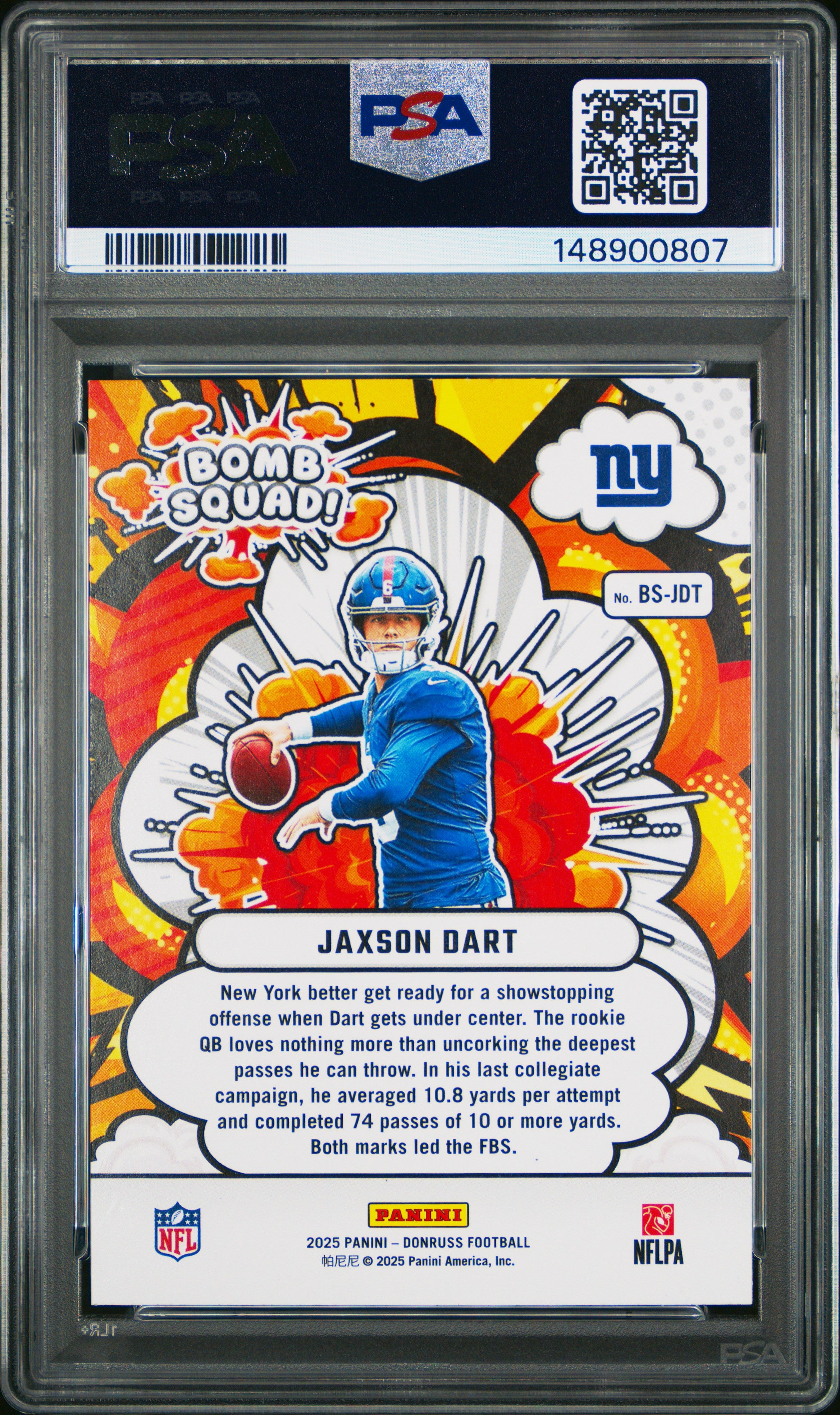 2025 Panini Donruss Bomb Squad #BS-JDT Jaxson Dart PSA 9