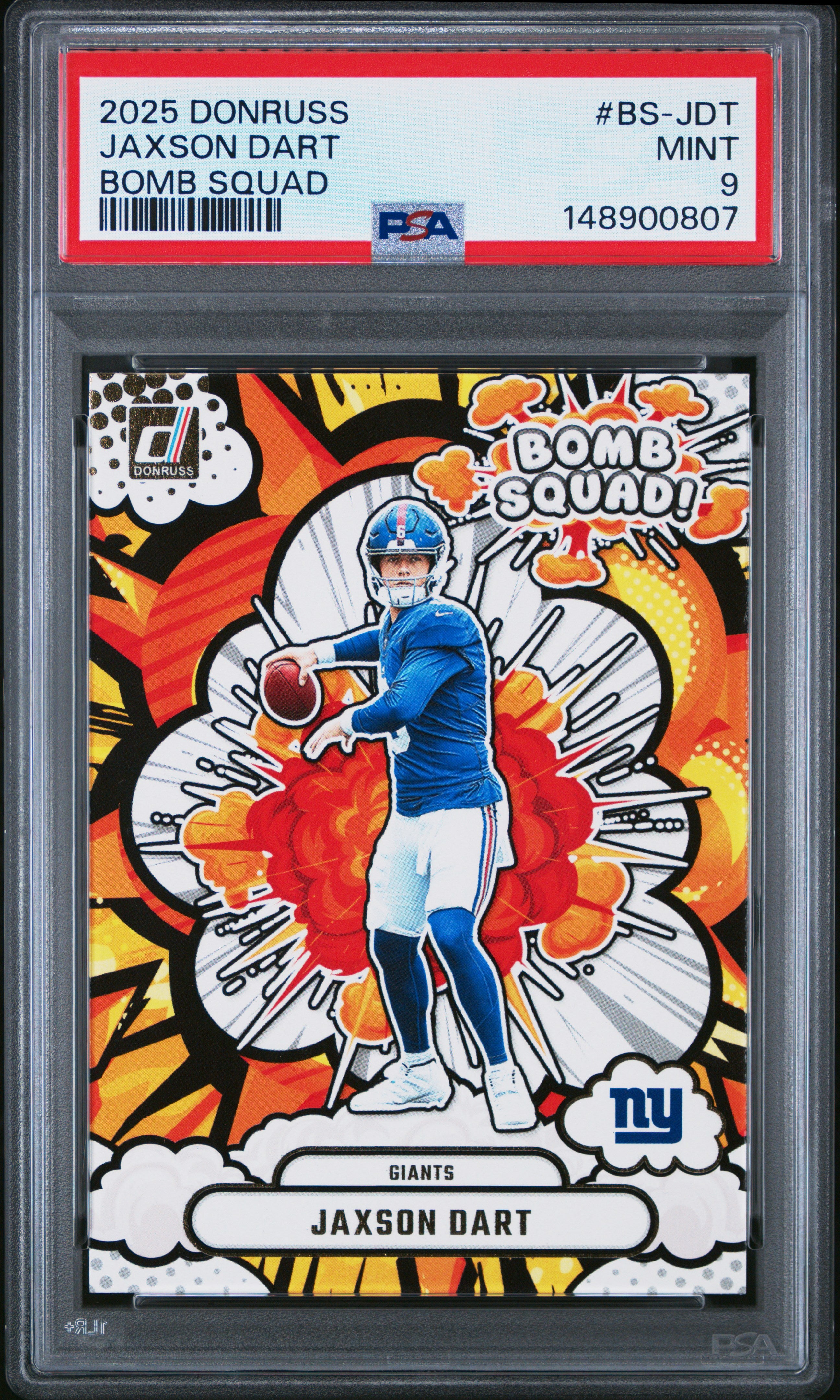 2025 Panini Donruss Bomb Squad #BS-JDT Jaxson Dart PSA 9