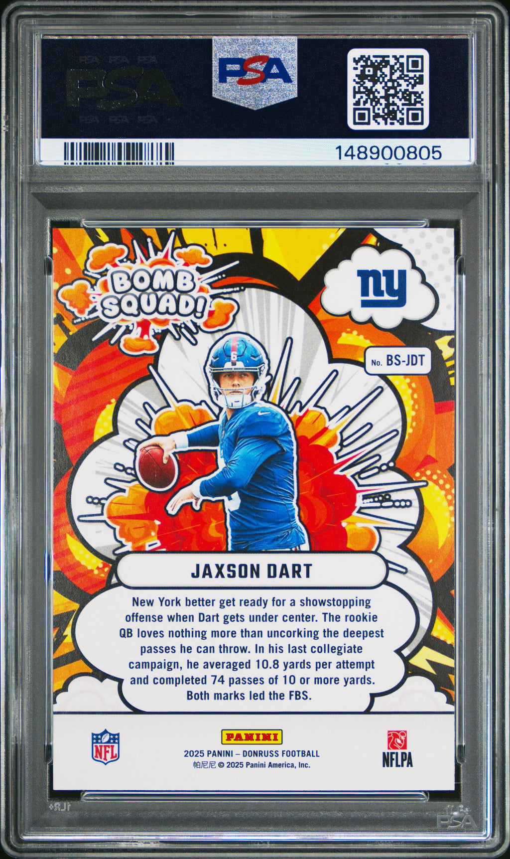 2025 Panini Donruss Bomb Squad #BS-JDT Jaxson Dart PSA 10
