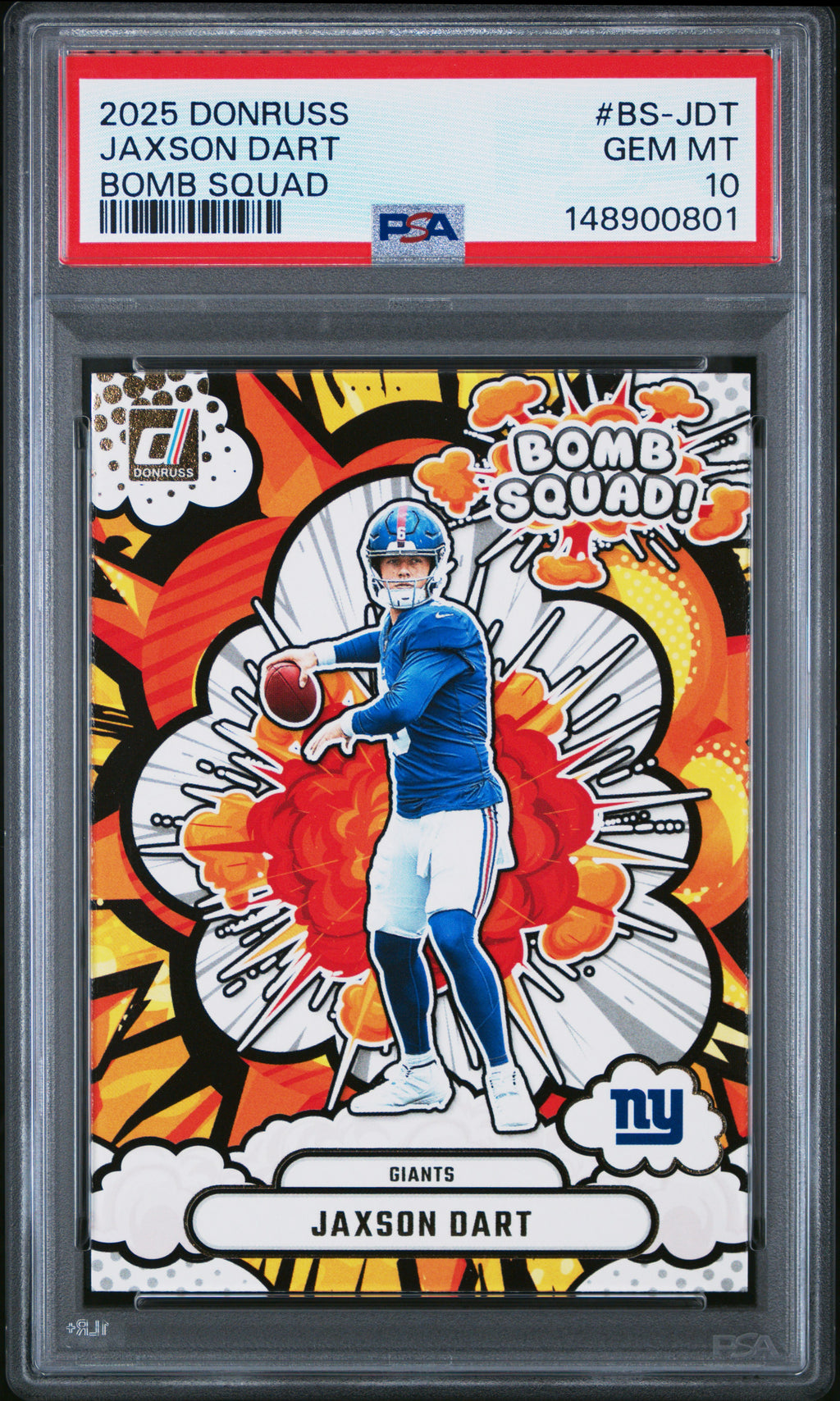 2025 Panini Donruss Bomb Squad #BS-JDT Jaxson Dart PSA 10