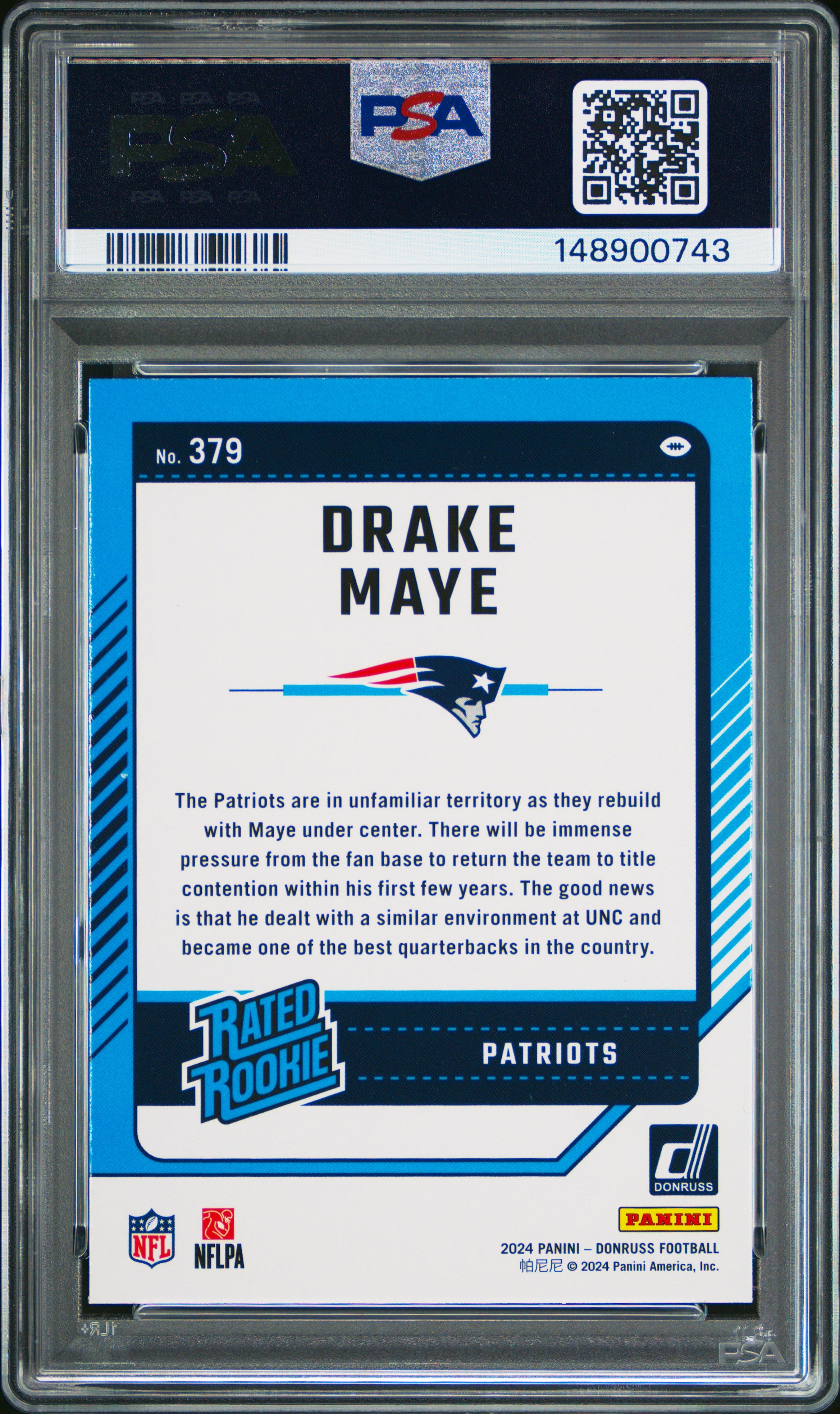 2024 Panini Donruss #379 Drake Maye PSA 10