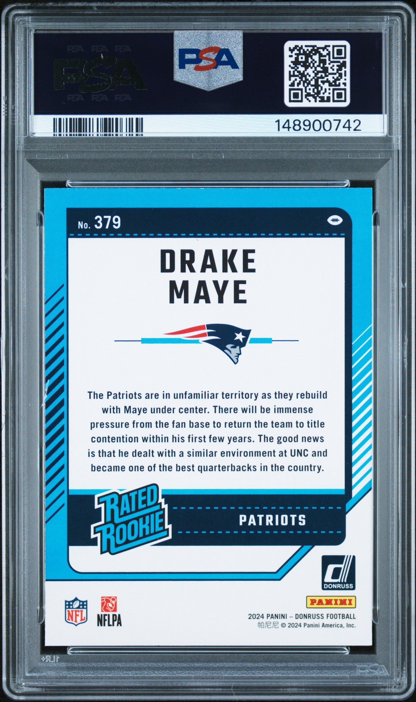 2024 Panini Donruss #379 Drake Maye PSA 9