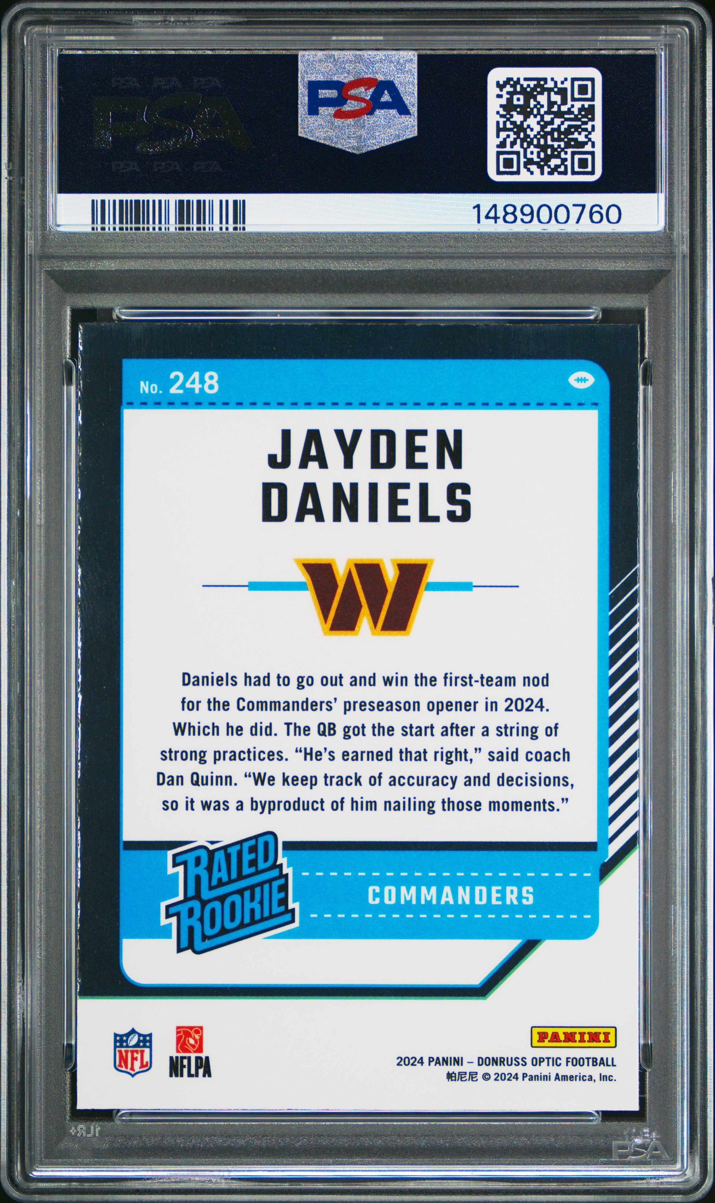 2024 Panini Donruss Optic #248 Jayden Daniels PSA 8