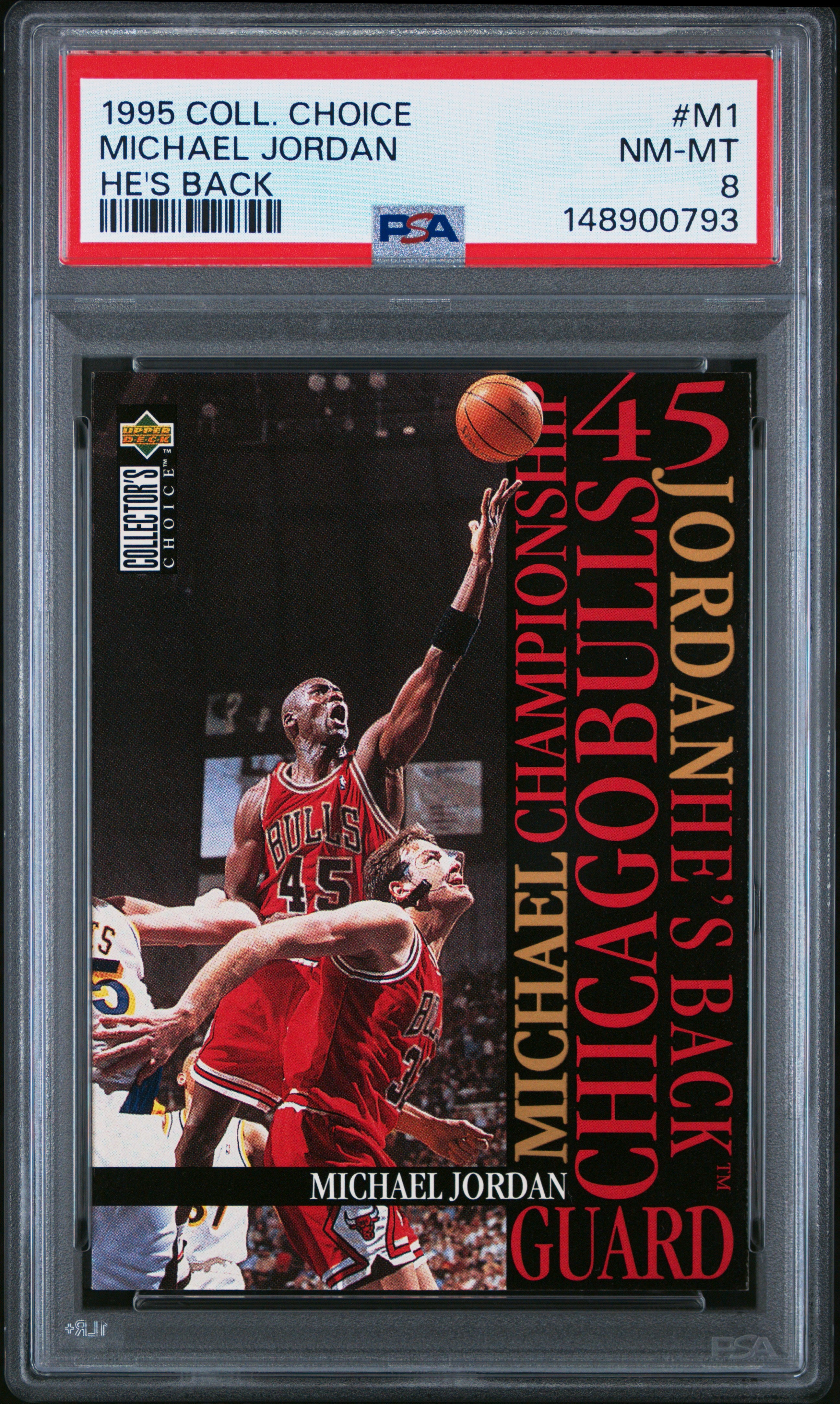 1995 Collector'S Choice Jordan-He'S Back #M1 Michael Jordan He'S Back PSA 8