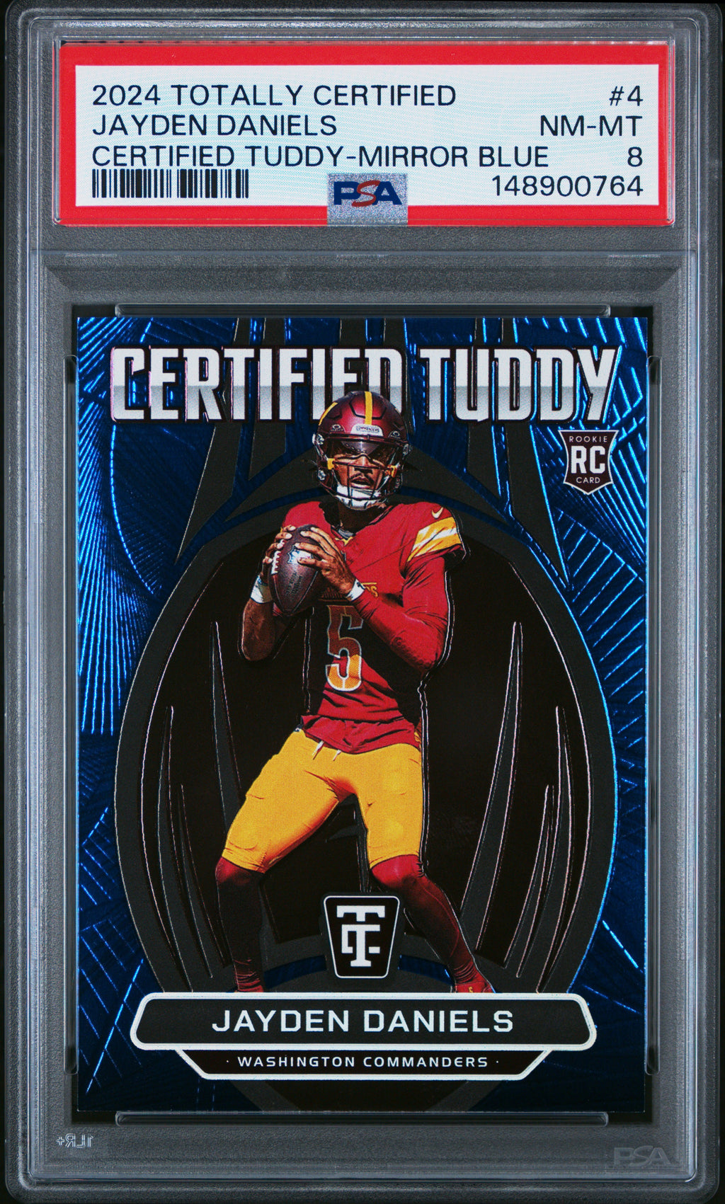 2024 Panini Totally Certified Tuddy #4 Jayden Daniels Mirror Blue PSA 8