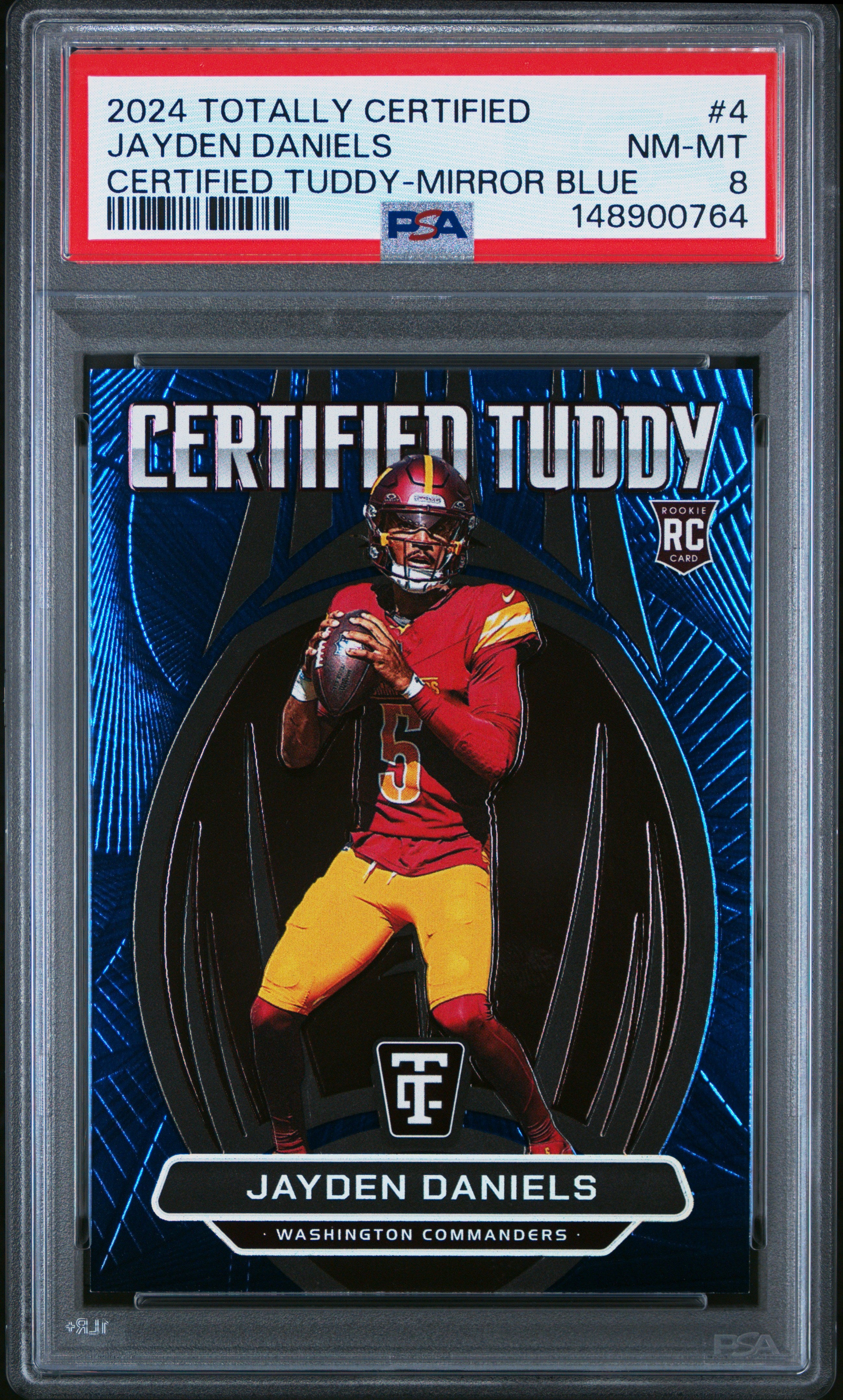2024 Panini Totally Certified Tuddy #4 Jayden Daniels Mirror Blue PSA 8