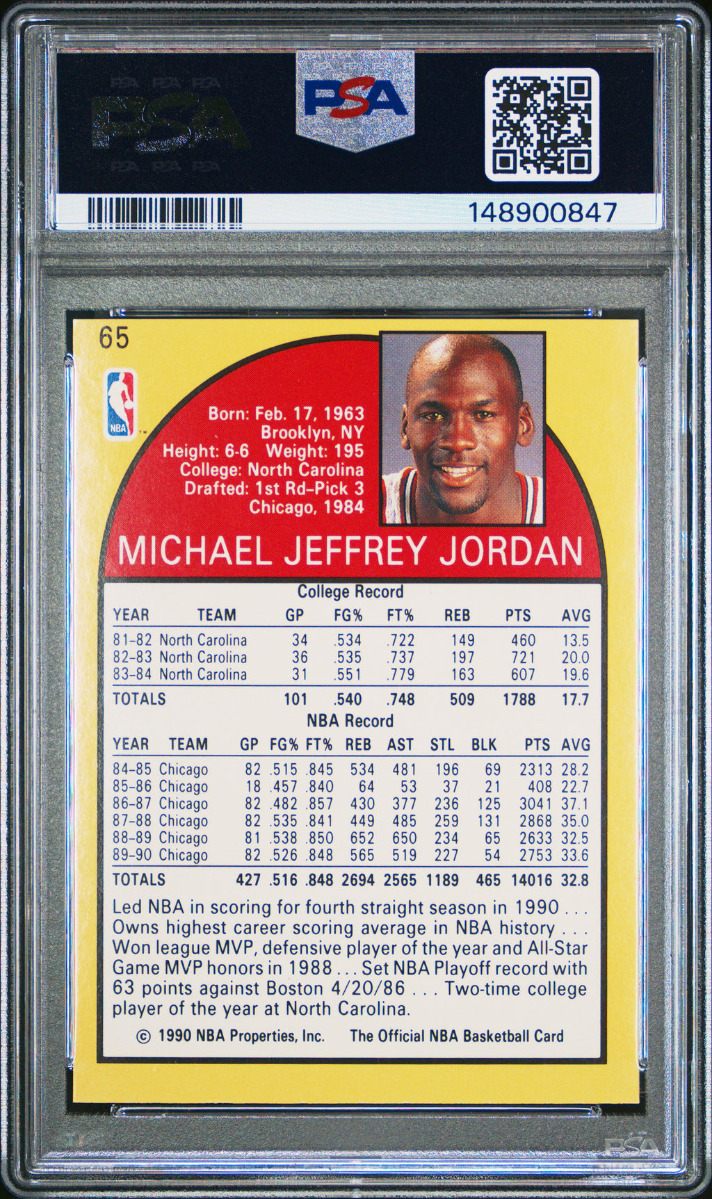 1990 Hoops #65 Michael Jordan PSA 7.5