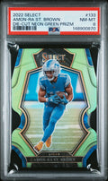 2022 Panini Select #133 Amon-Ra St. Brown Die-Cut Neon Green Prizm PSA 8
