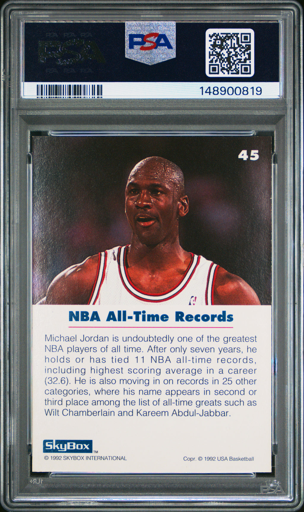 1992 Skybox Usa Basketball #45 Michael Jordan Usa Basketball PSA 8