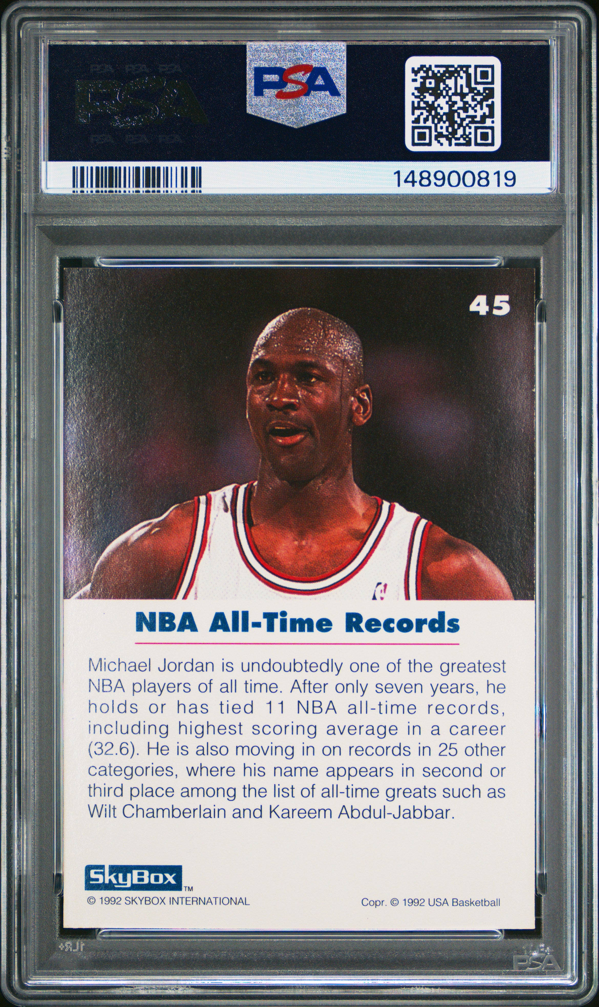 1992 Skybox Usa Basketball #45 Michael Jordan Usa Basketball PSA 8