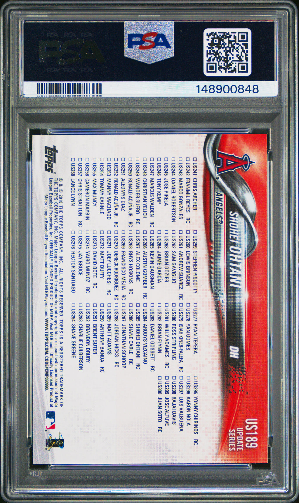 2018 Topps Update #US189 Shohei Ohtani PSA 8