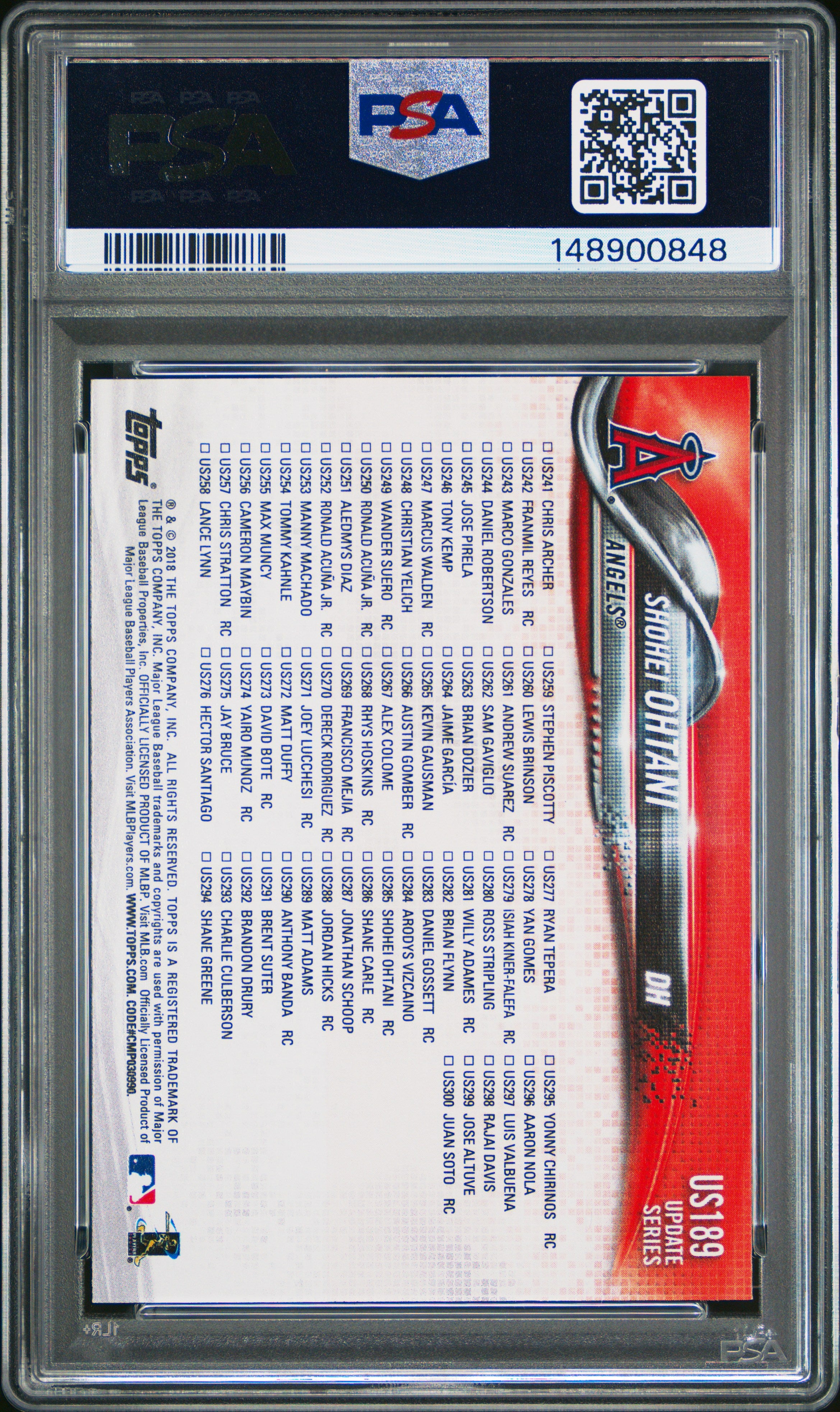 2018 Topps Update #US189 Shohei Ohtani PSA 8