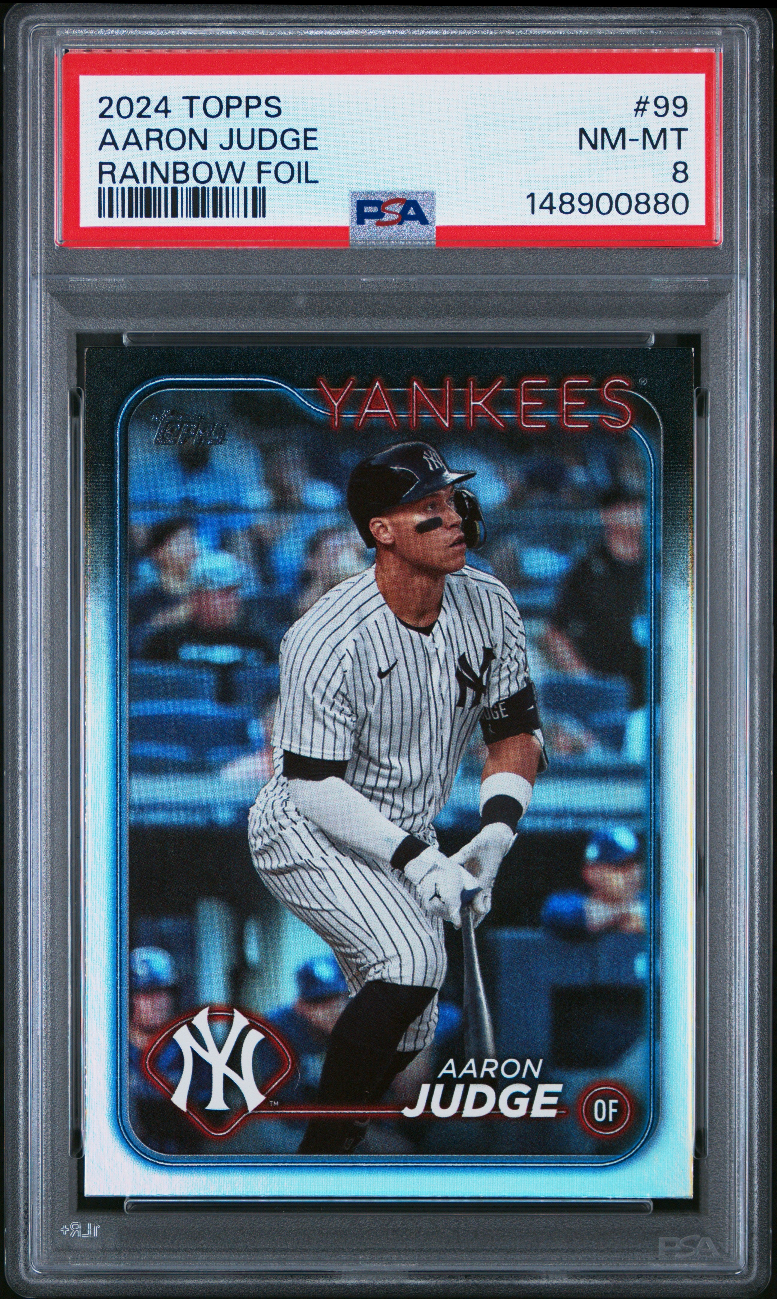 2024 Topps #99 Aaron Judge Rainbow Foil PSA 8