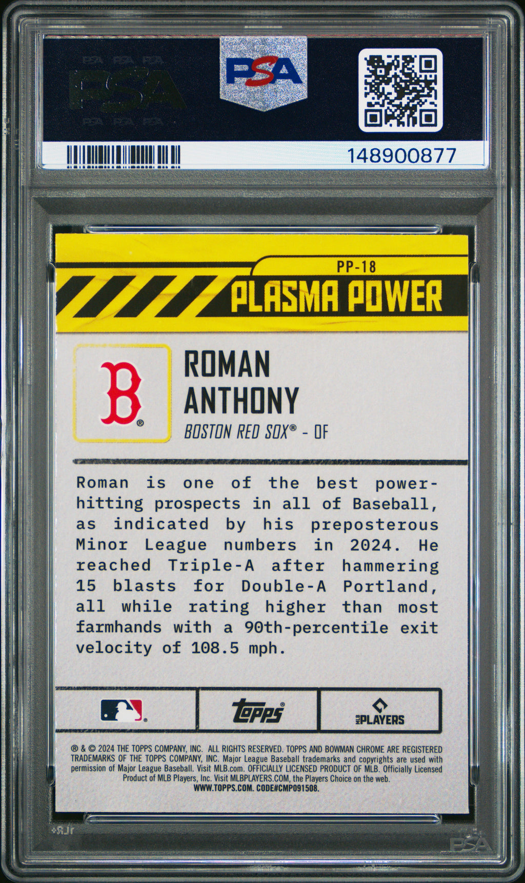 2024 Bowman Draft Plasma Power #PP18 Roman Anthony PSA 9