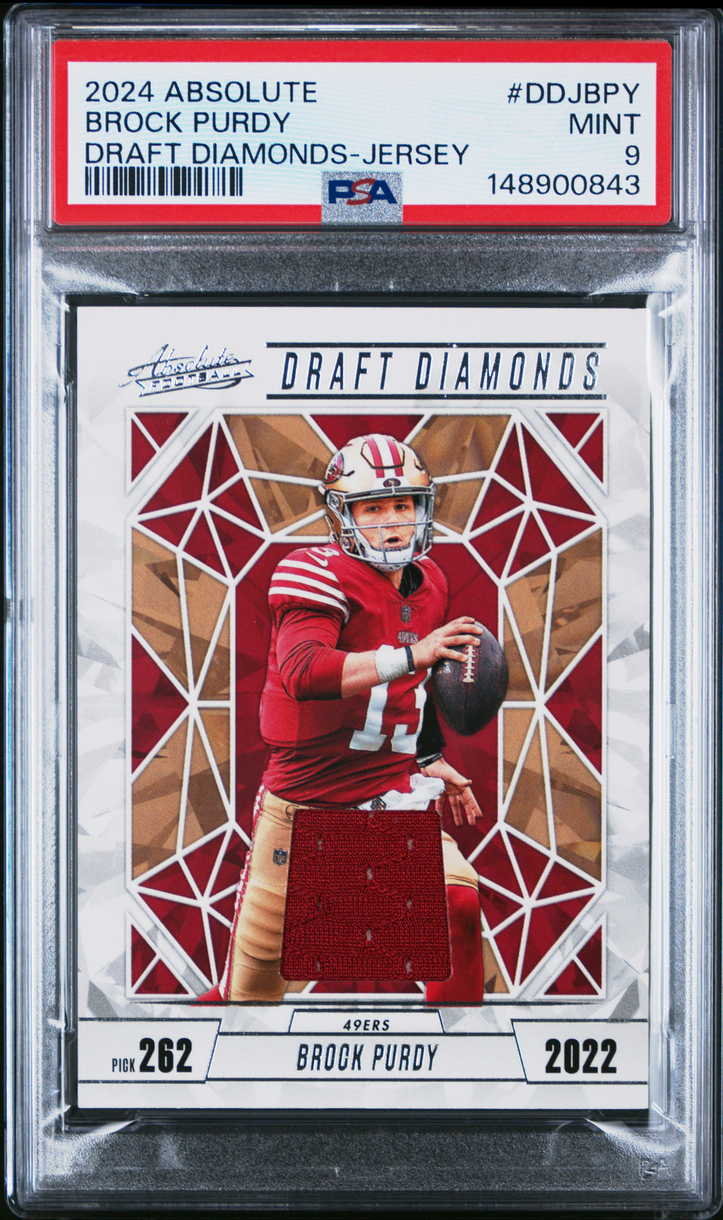 2024 Panini Absolute Draft Diamonds #DDJBPY Brock Purdy Draft -Jersey PSA 9