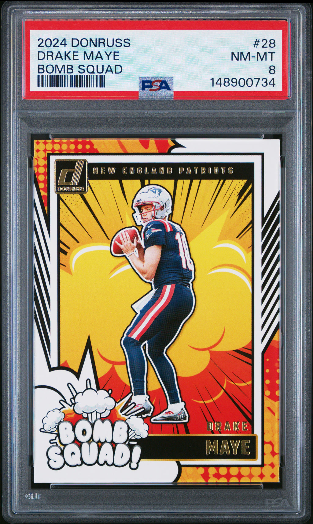 2024 Panini Donruss Bomb Squad #28 Drake Maye PSA 8
