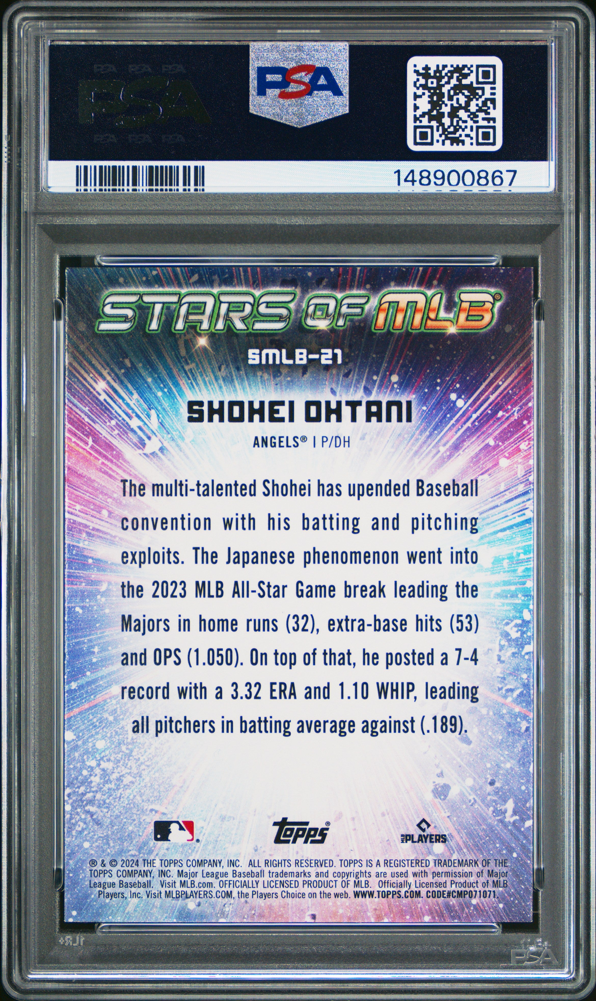 2024 Topps Stars Of Mlb #SMLB21 Shohei Ohtani PSA 8